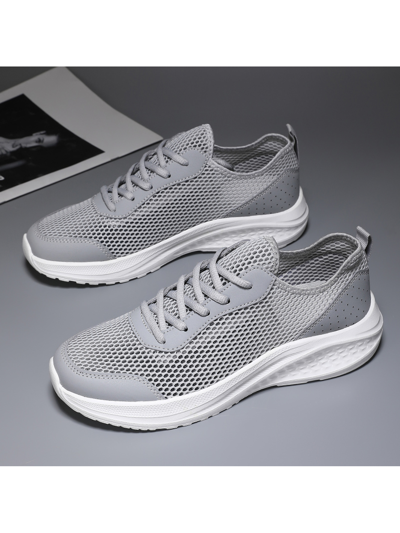 Grey Plain Lace Ups Sneakers