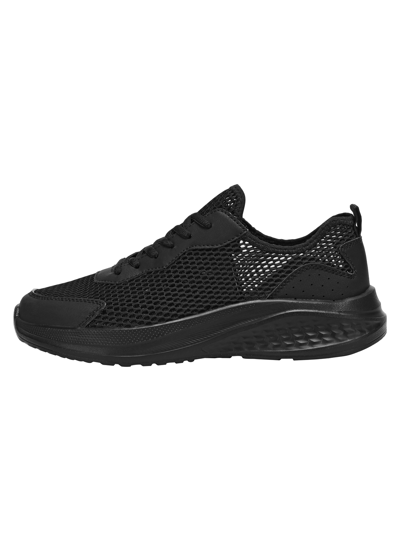 Black Plain Lace Ups Sneakers