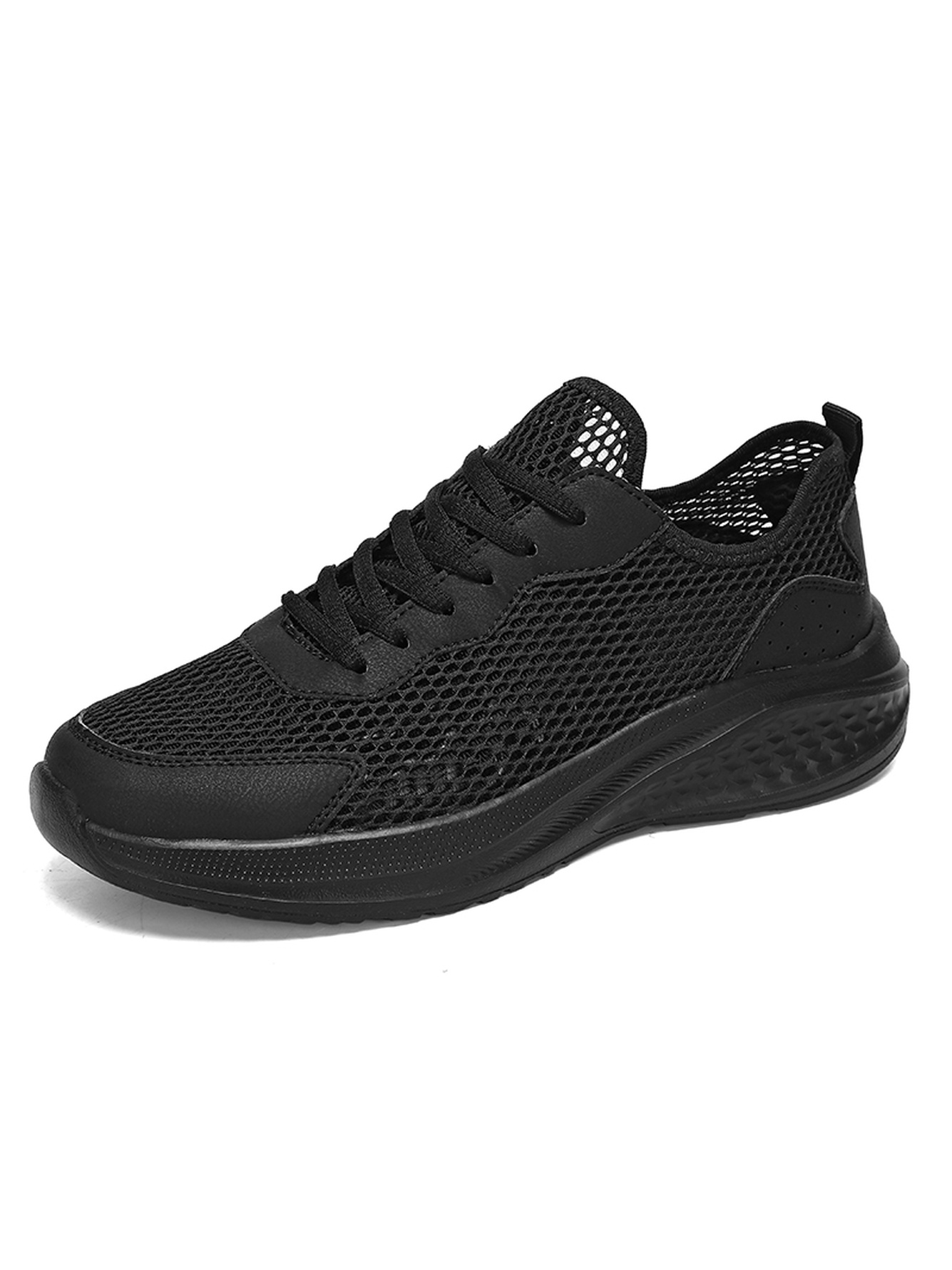 Black Plain Lace Ups Sneakers