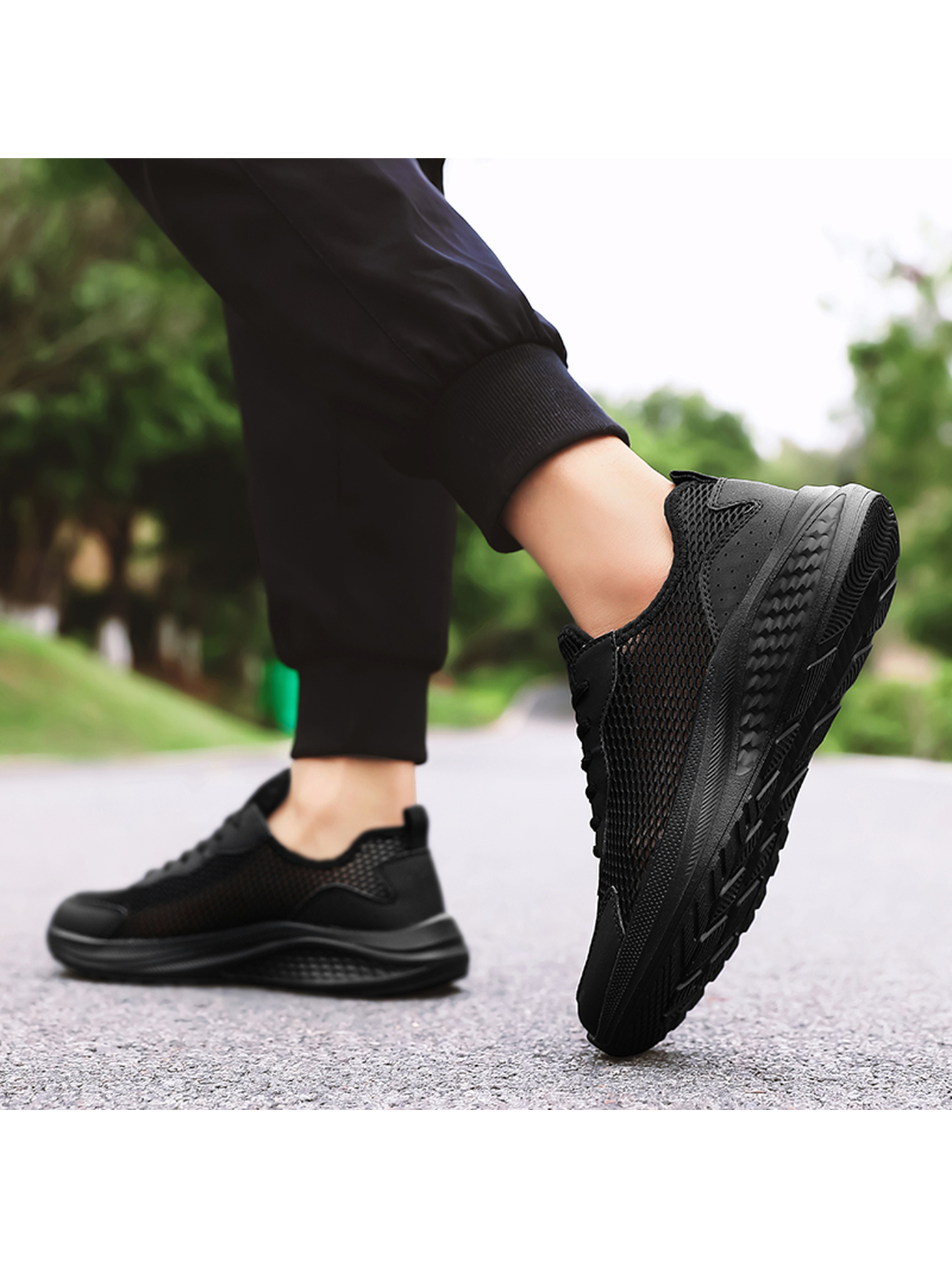Black Plain Lace Ups Sneakers
