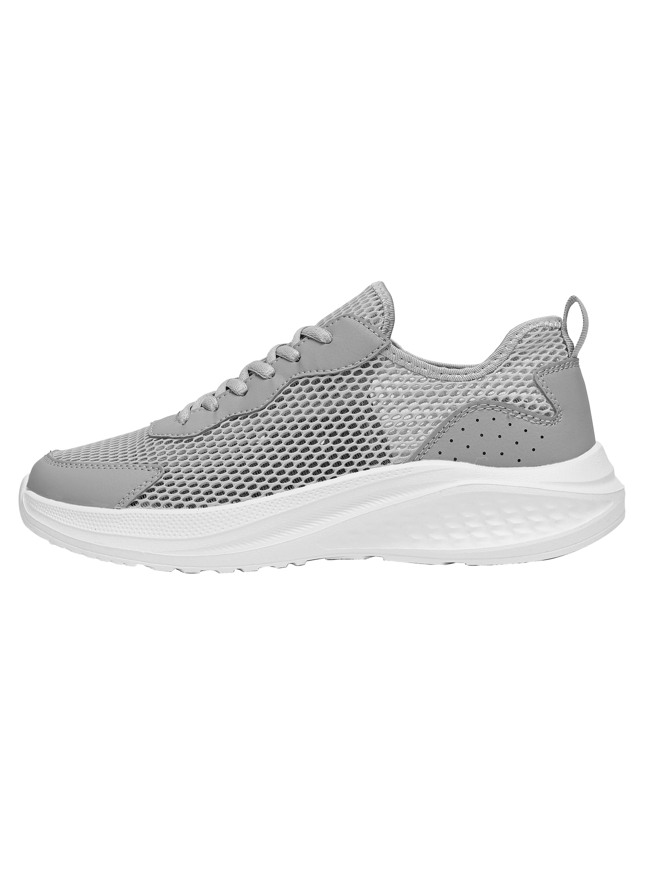 Grey Plain Lace Ups Sneakers
