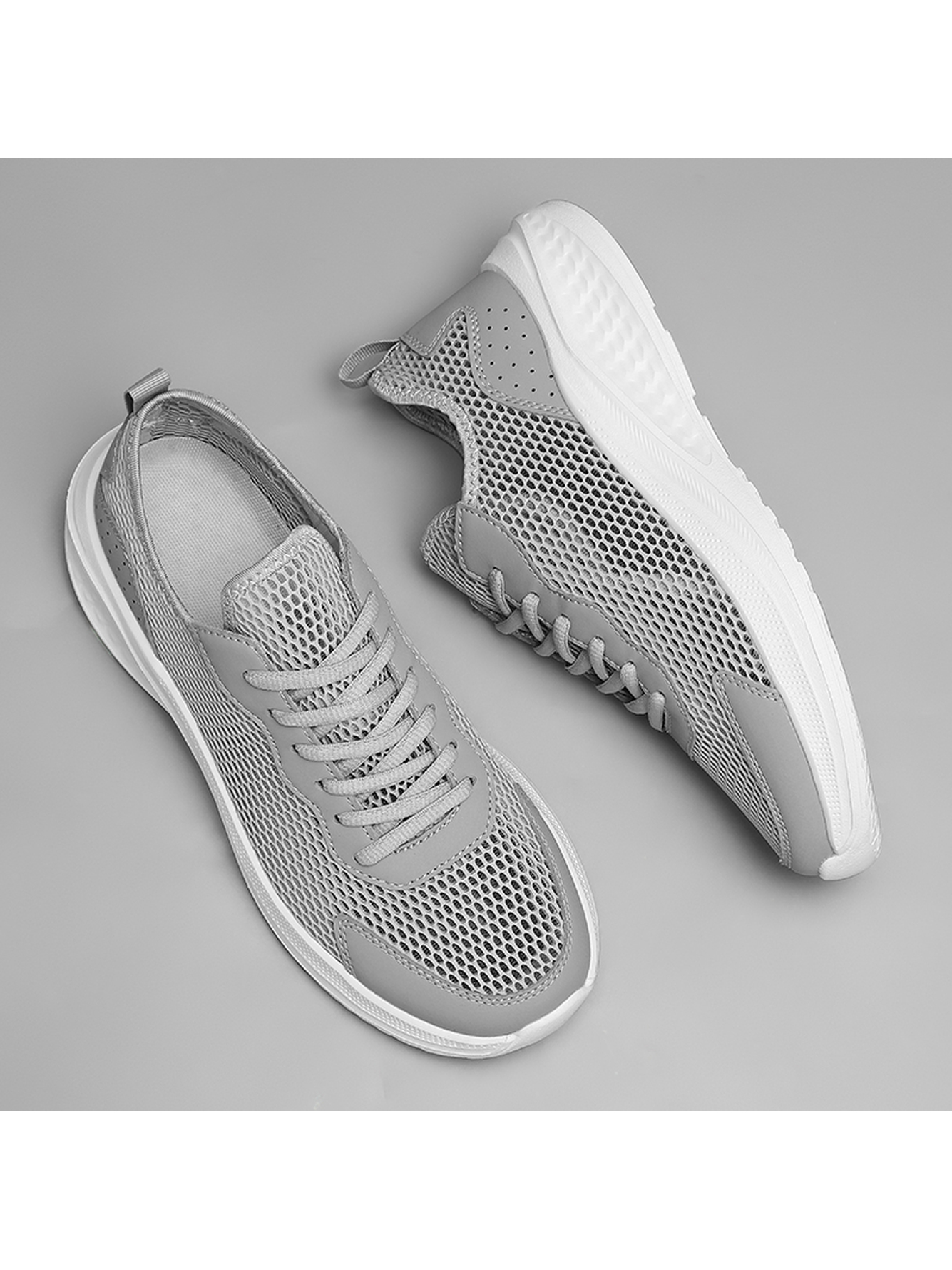 Grey Plain Lace Ups Sneakers