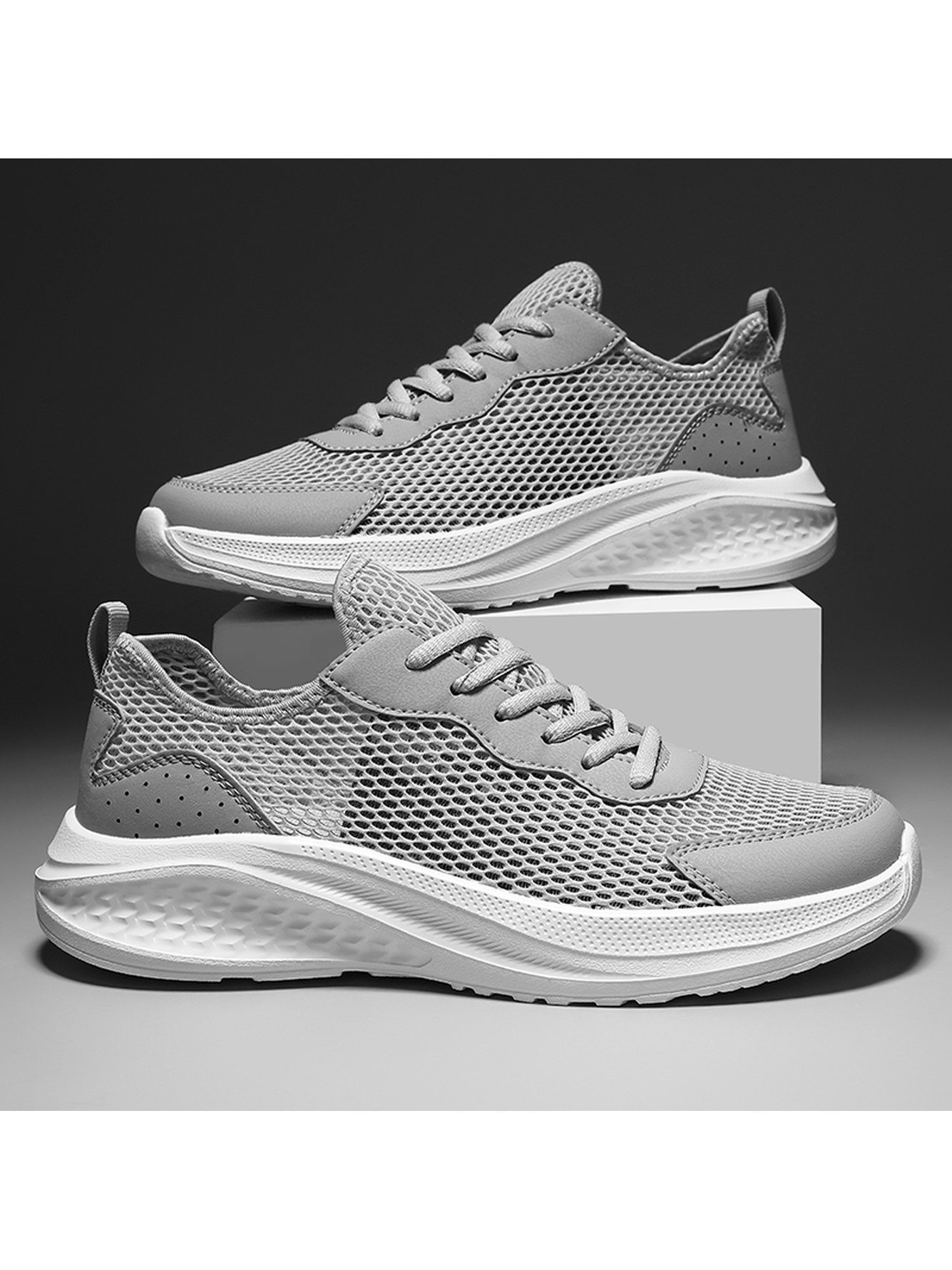Grey Plain Lace Ups Sneakers