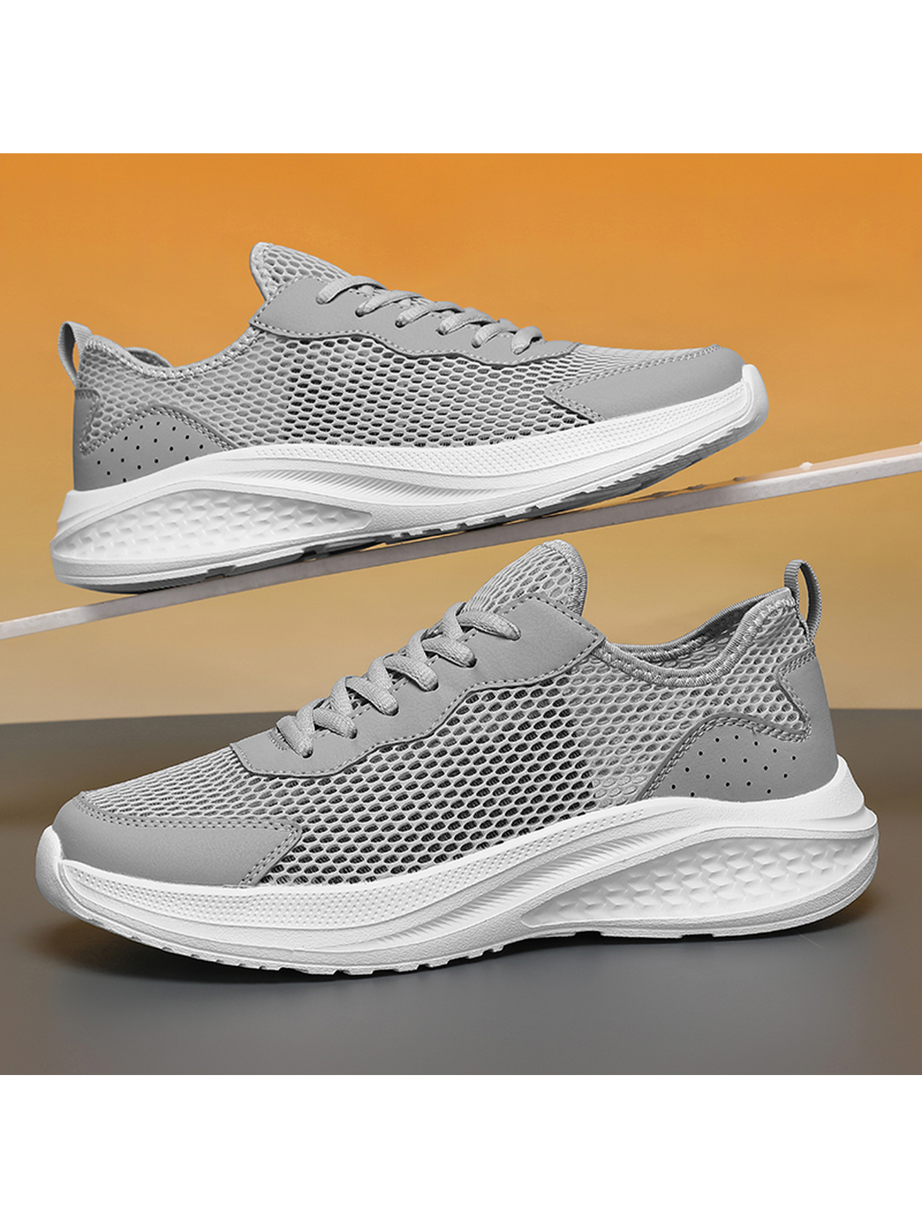 Grey Plain Lace Ups Sneakers