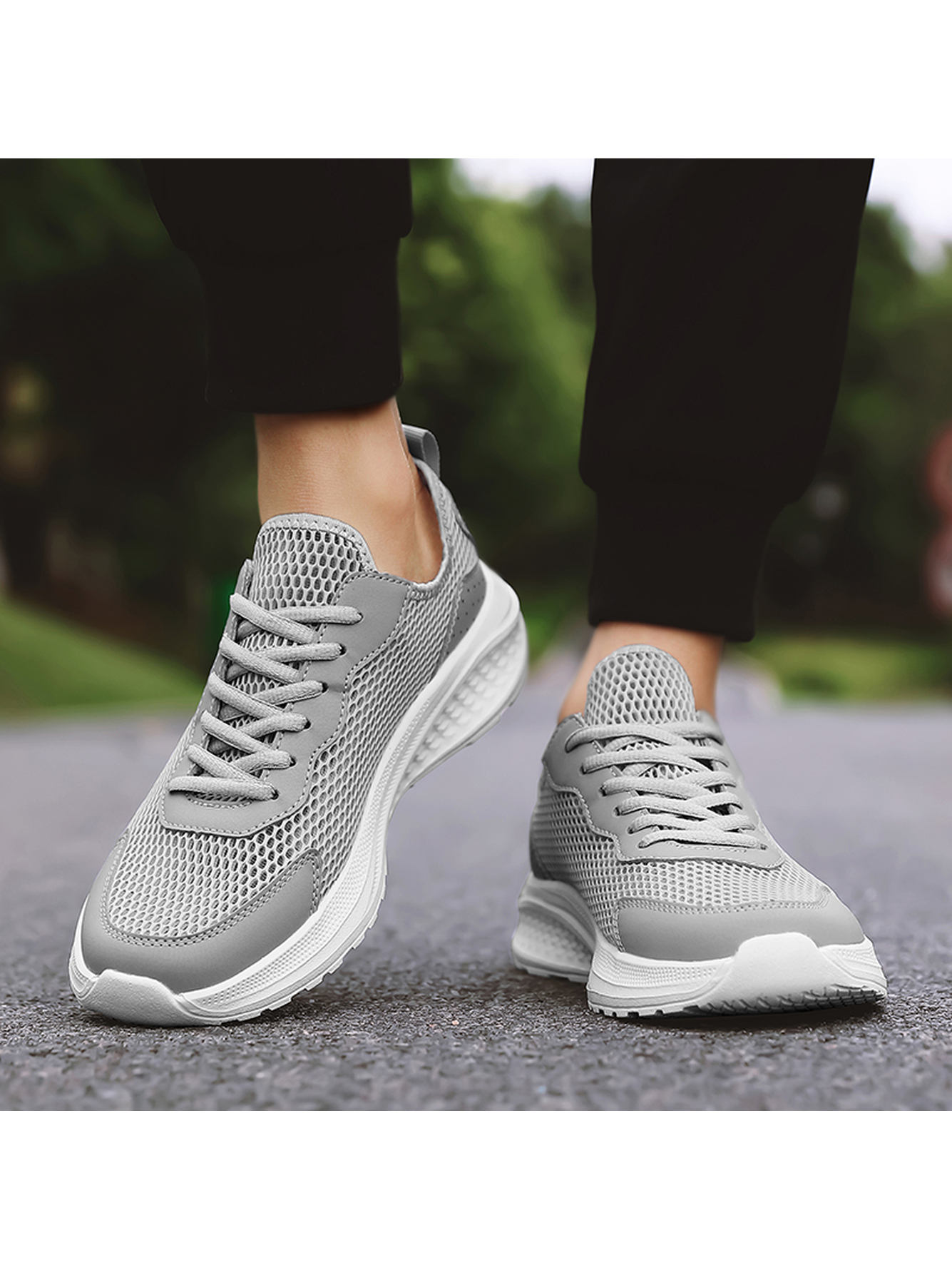 Grey Plain Lace Ups Sneakers
