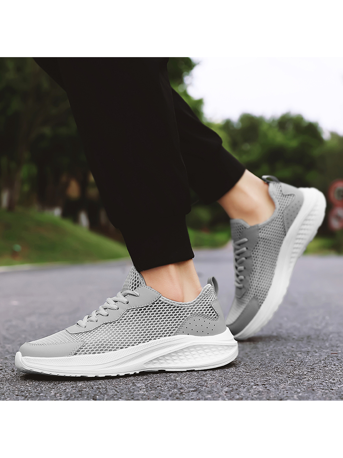 Grey Plain Lace Ups Sneakers