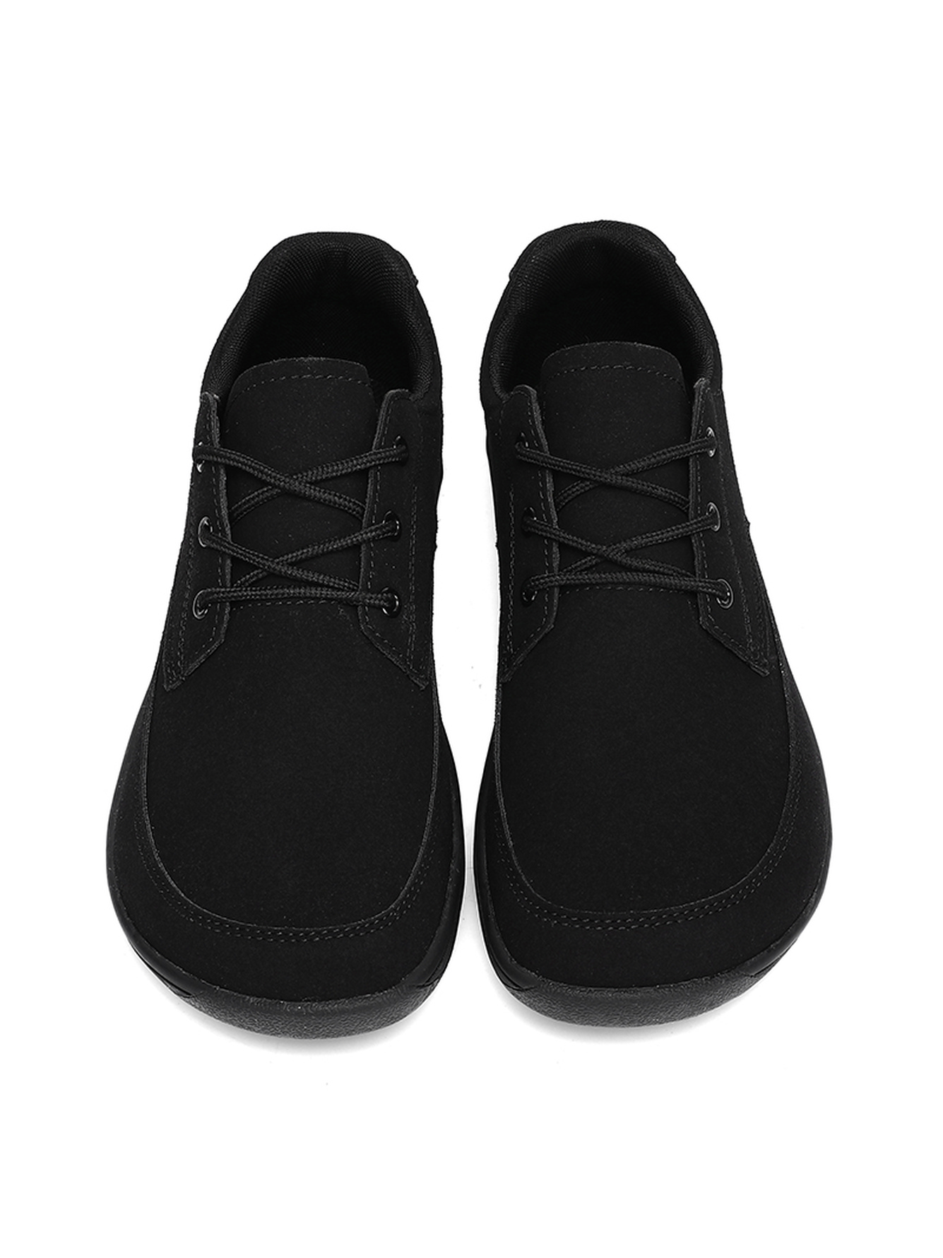 Black Plain Lace Ups Sneakers