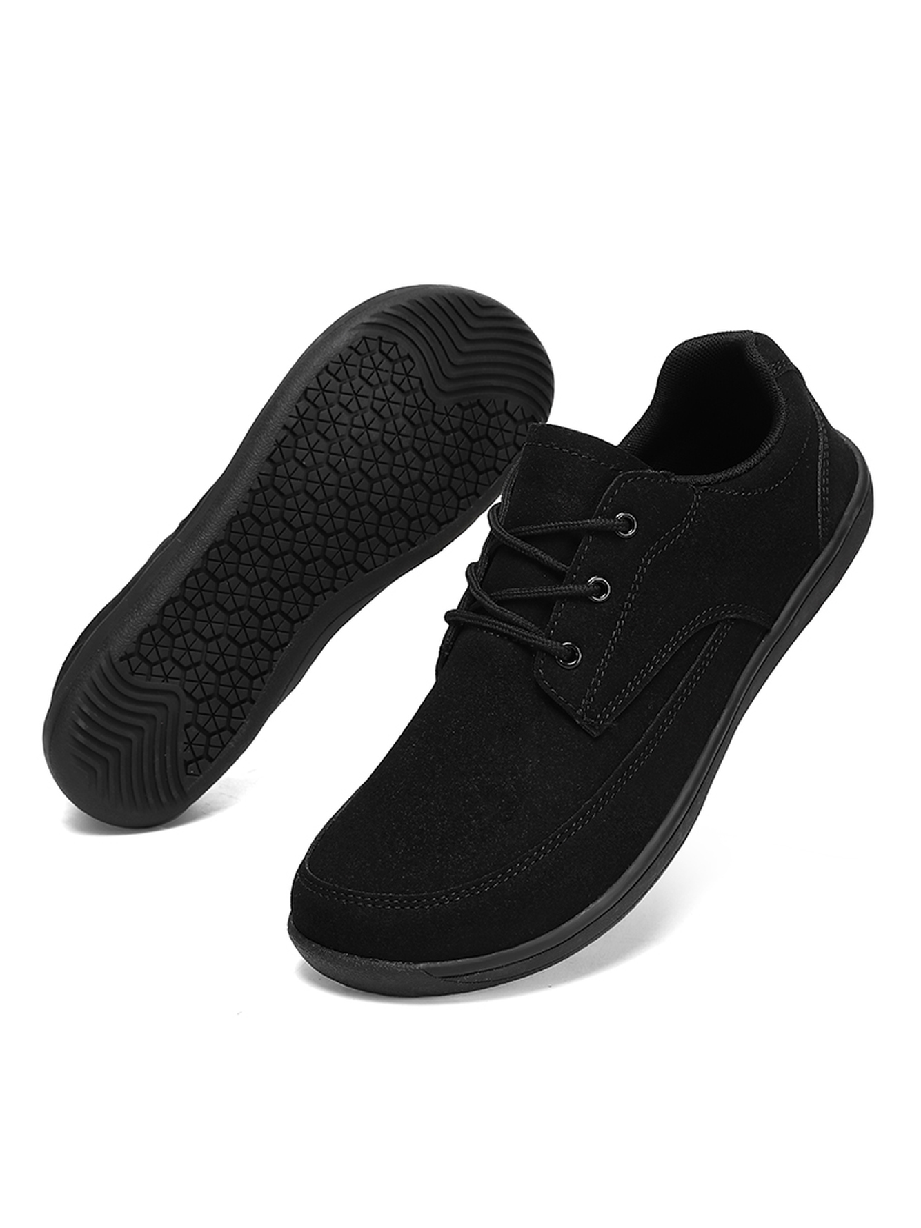 Black Plain Lace Ups Sneakers