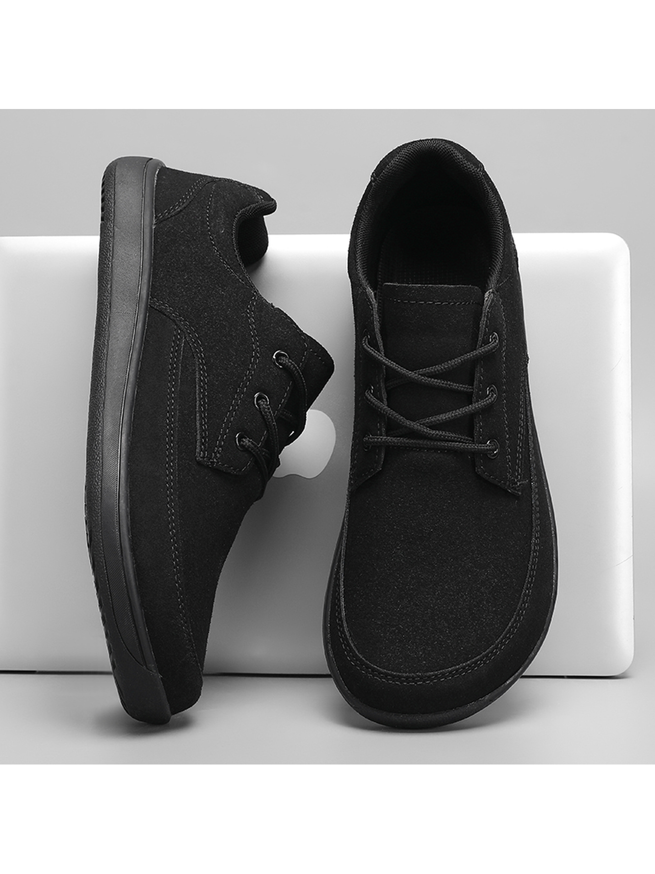 Black Plain Lace Ups Sneakers