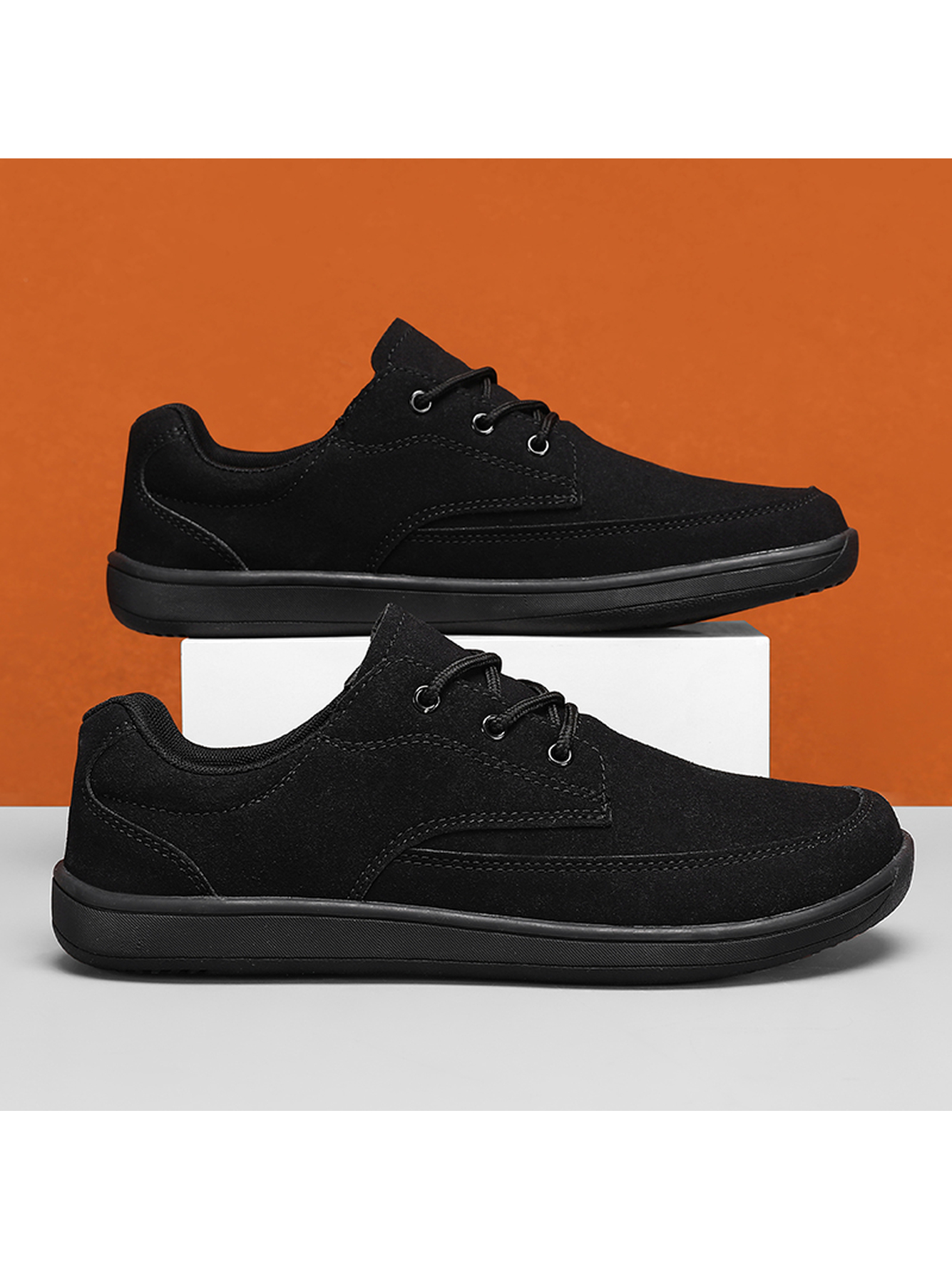 Black Plain Lace Ups Sneakers