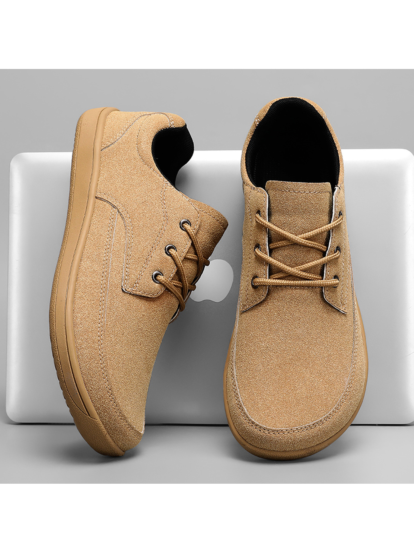 Khaki Plain Lace Ups Sneakers