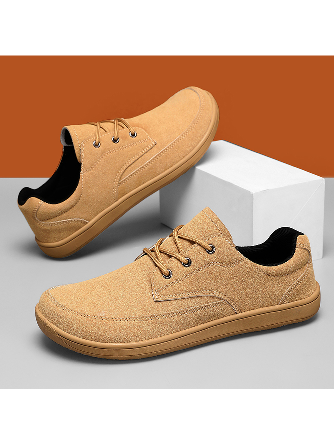 Khaki Plain Lace Ups Sneakers