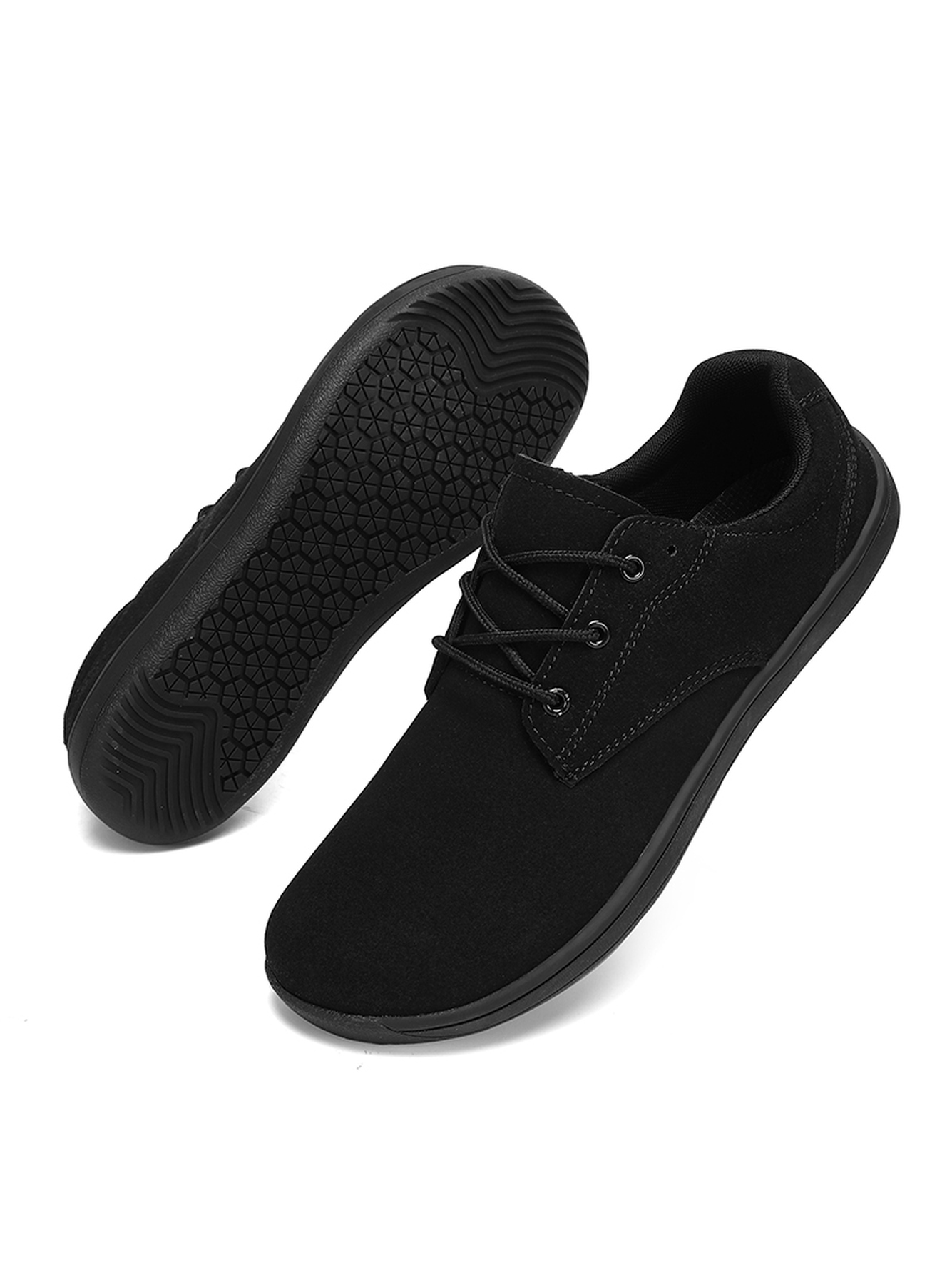 Black Plain Lace Ups Sneakers