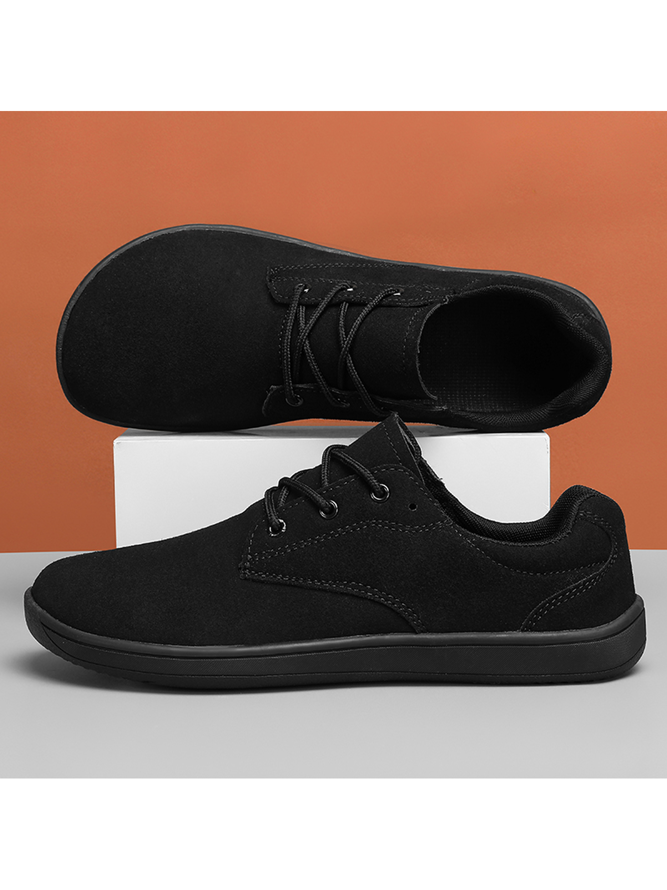 Black Plain Lace Ups Sneakers
