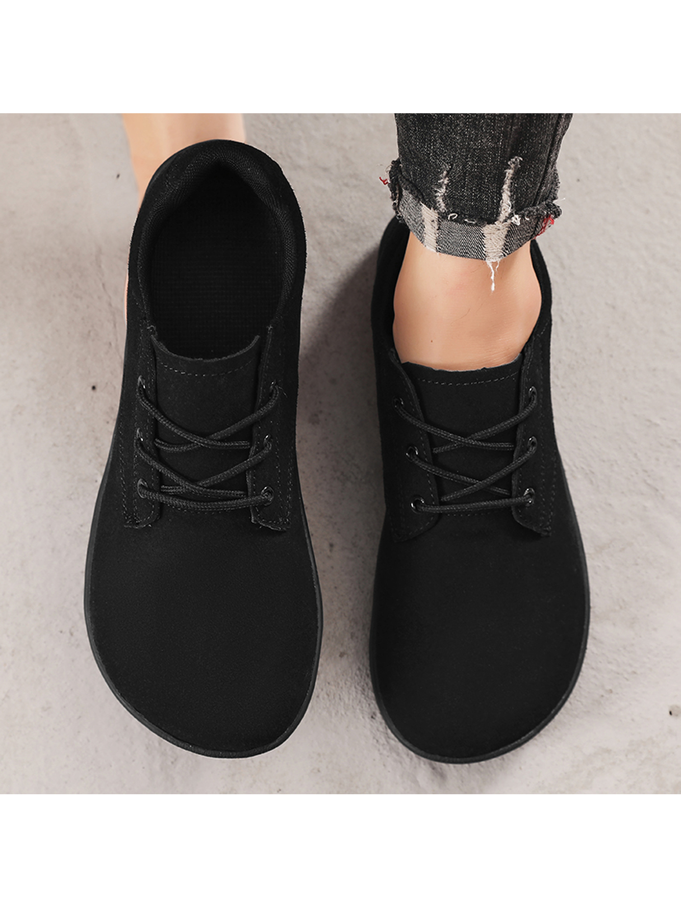 Black Plain Lace Ups Sneakers