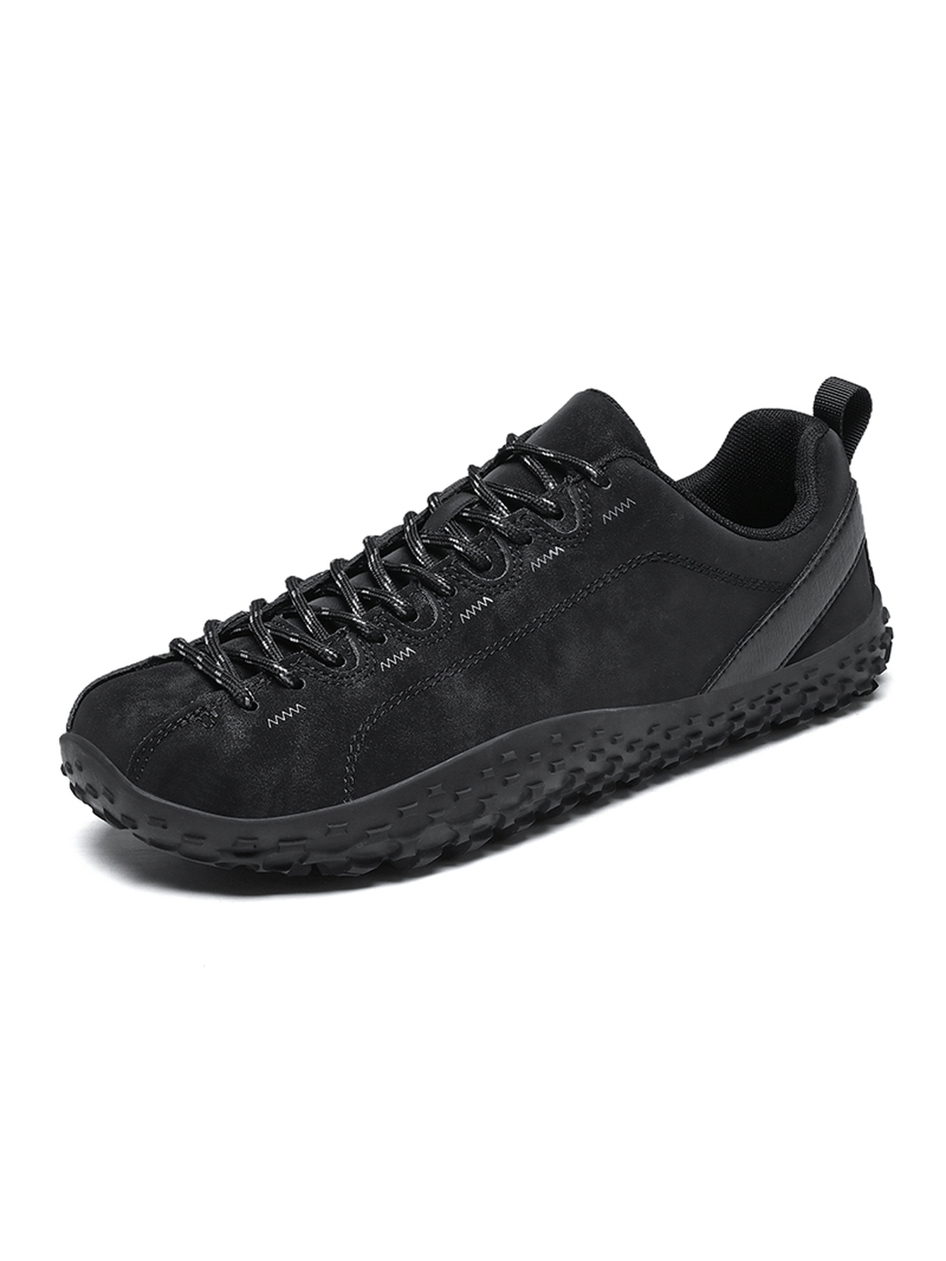 Black Plain Lace Ups Sneakers