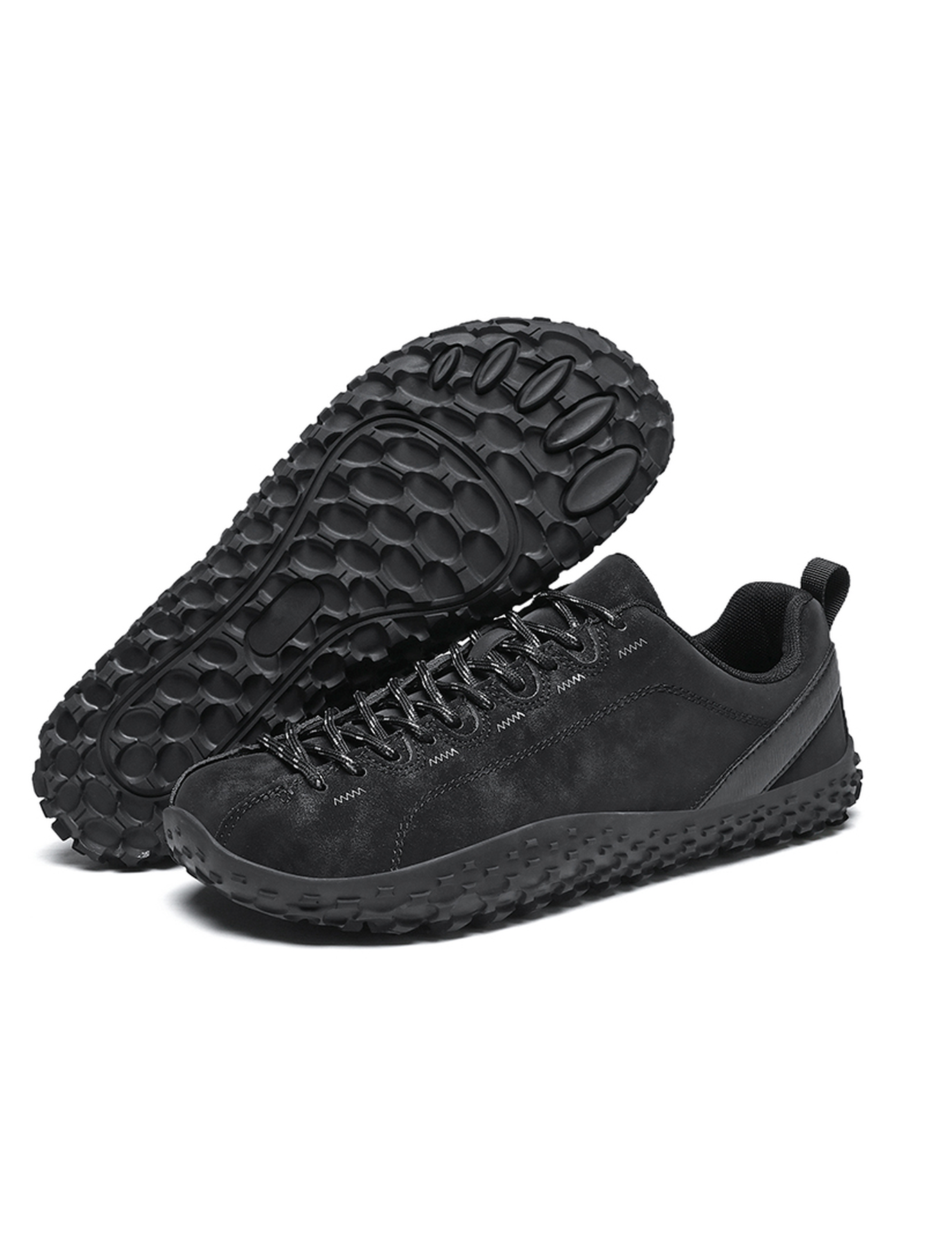 Black Plain Lace Ups Sneakers