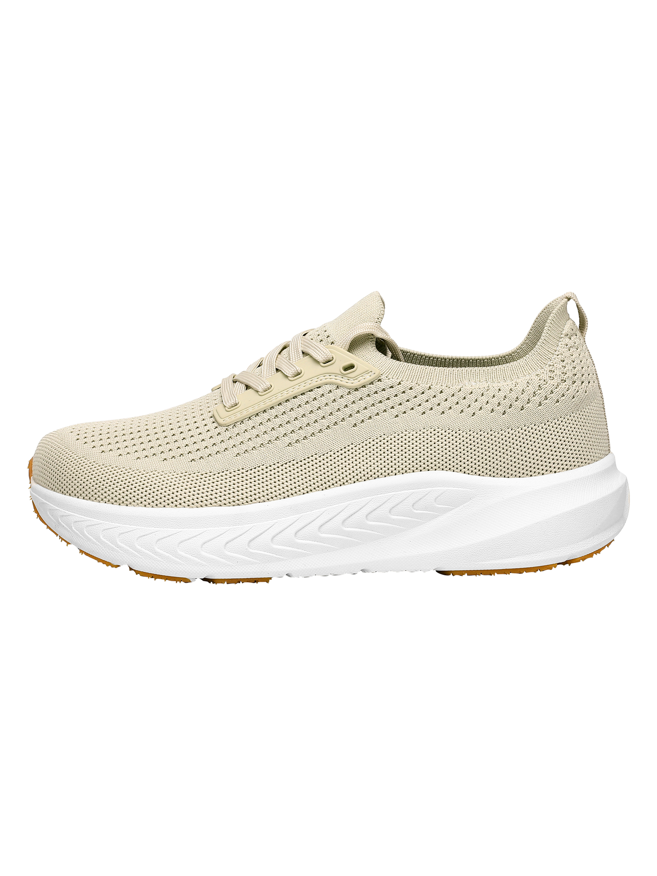Beige Plain Lace Ups Sneakers