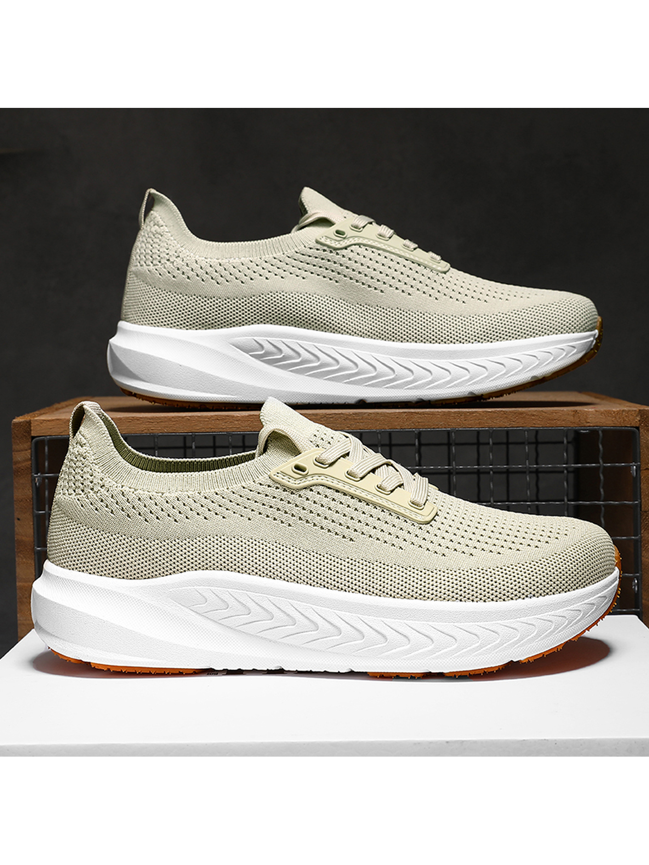 Beige Plain Lace Ups Sneakers
