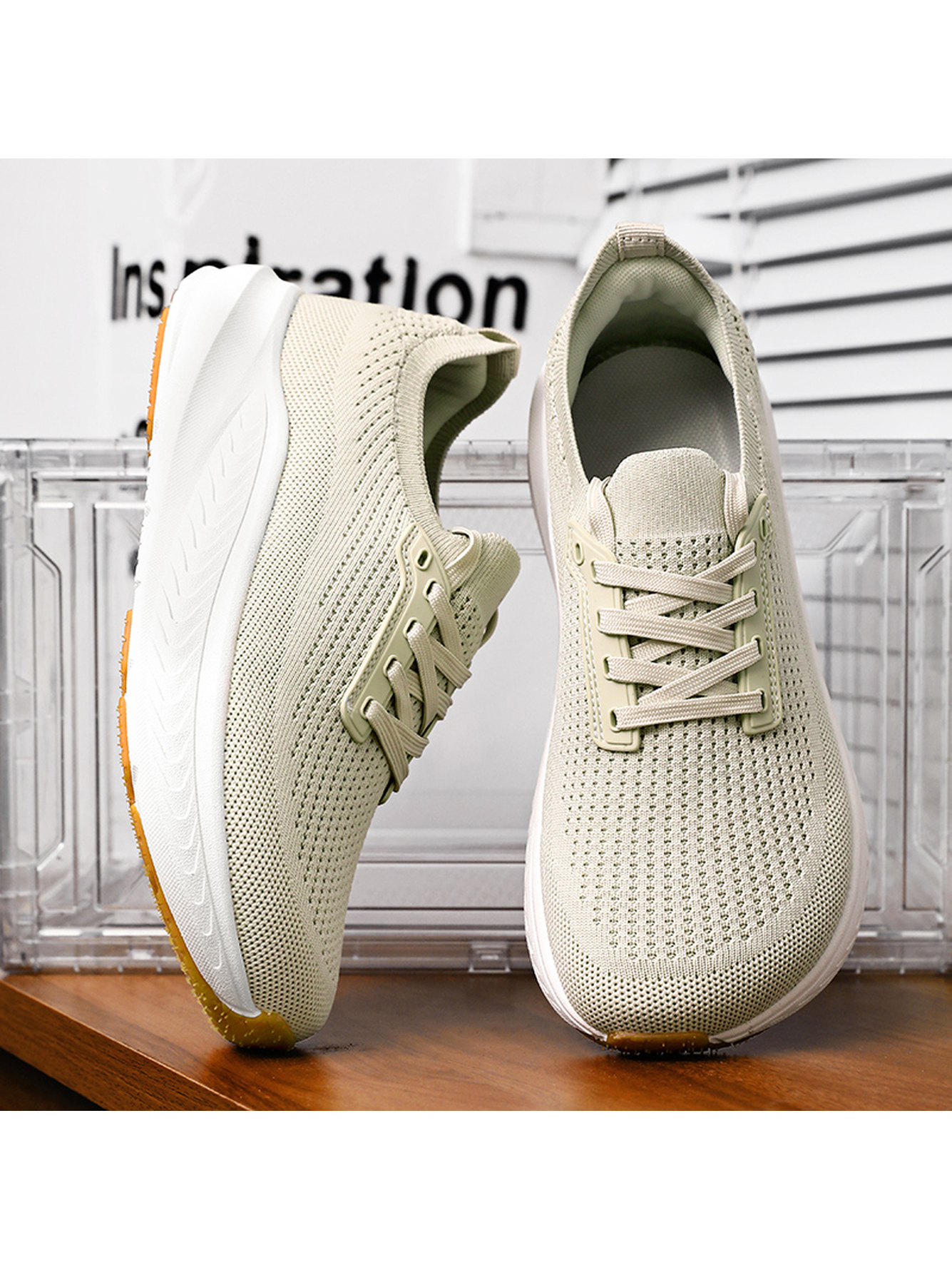 Beige Plain Lace Ups Sneakers