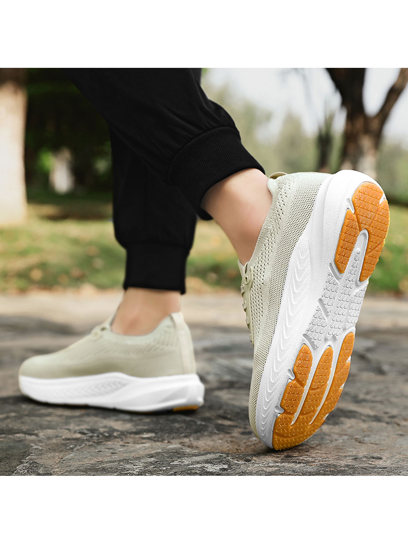 Beige Plain Lace Ups Sneakers