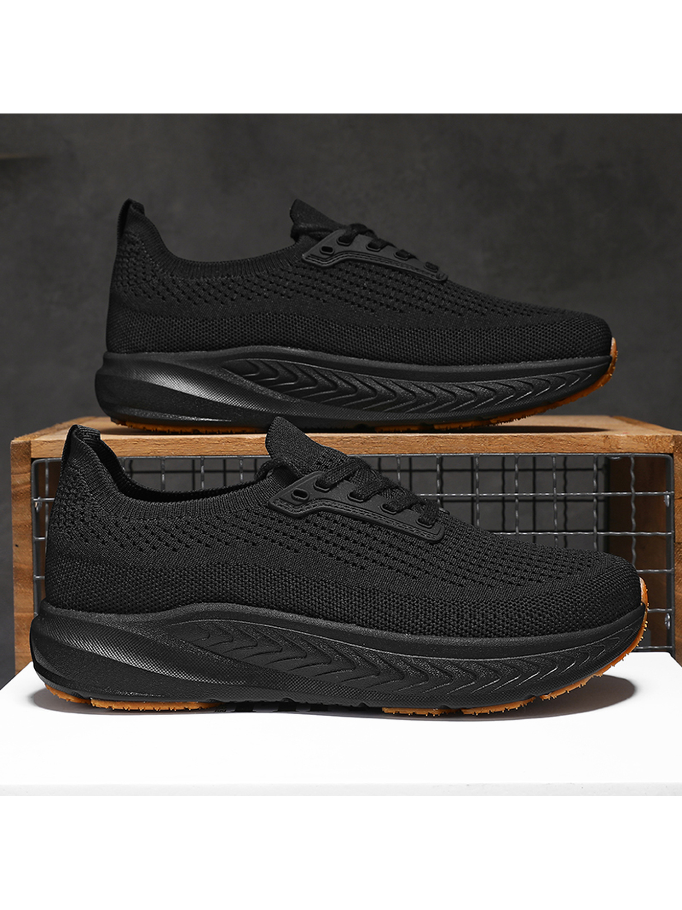 Black Plain Lace Ups Sneakers