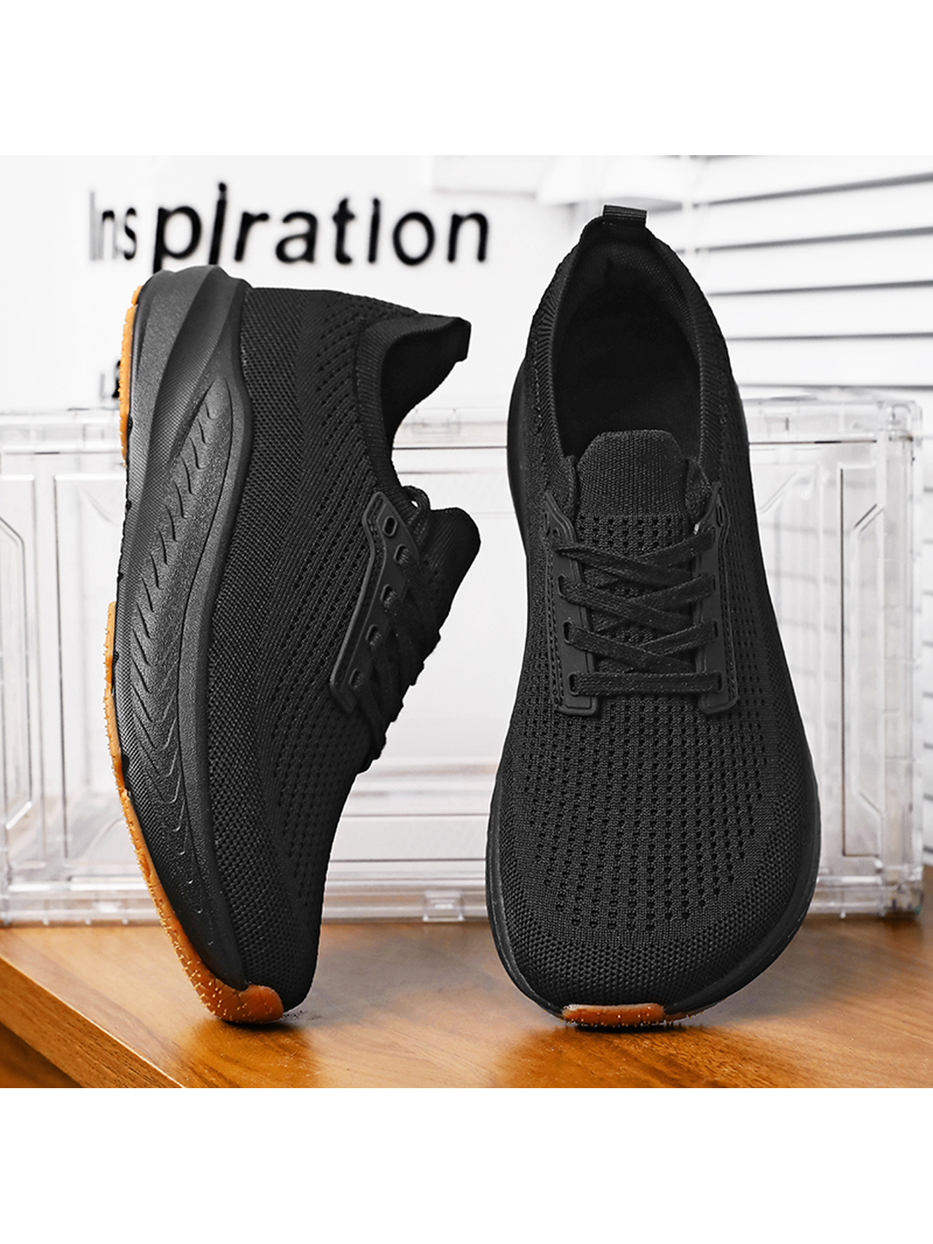 Black Plain Lace Ups Sneakers