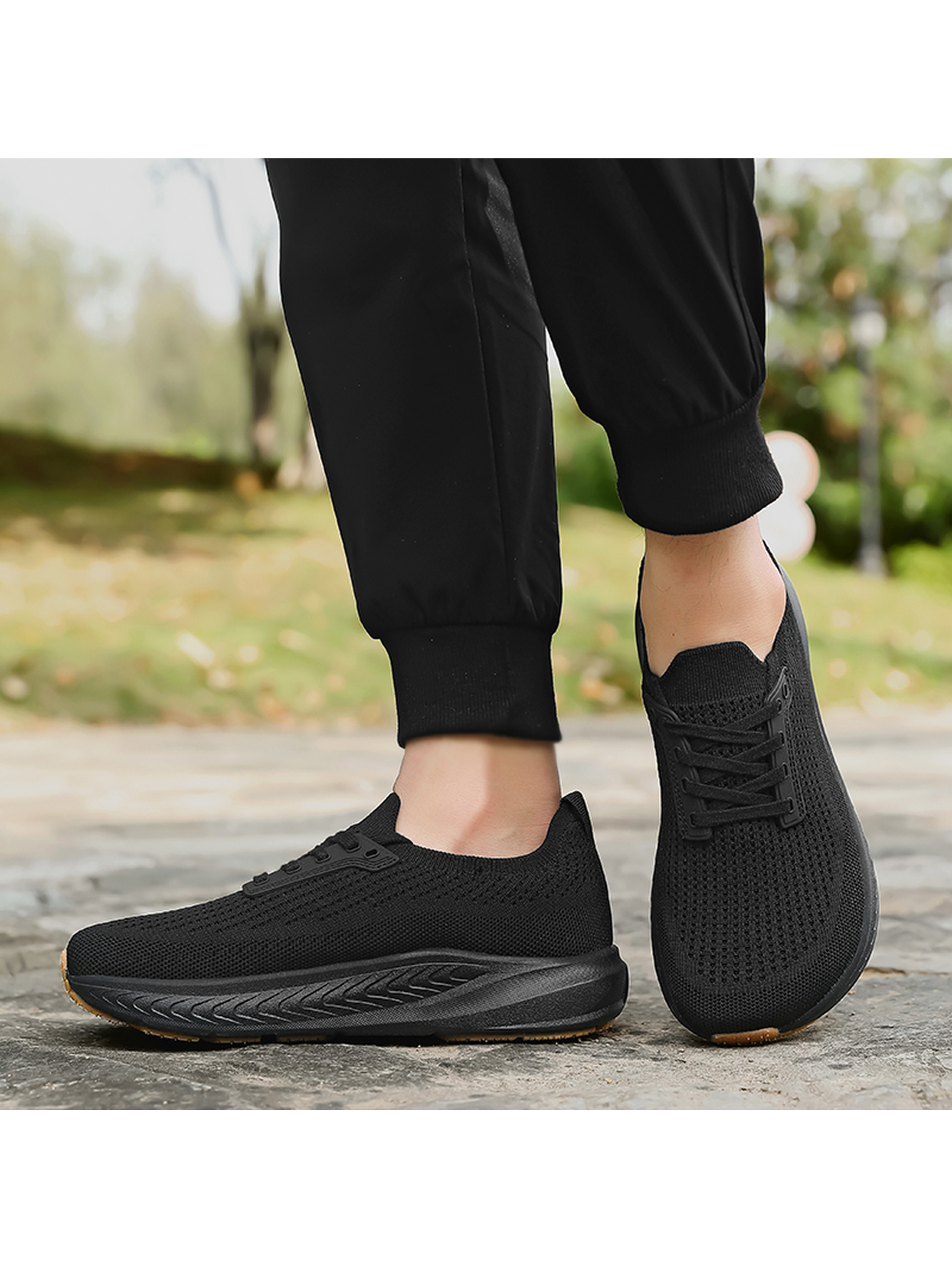 Black Plain Lace Ups Sneakers