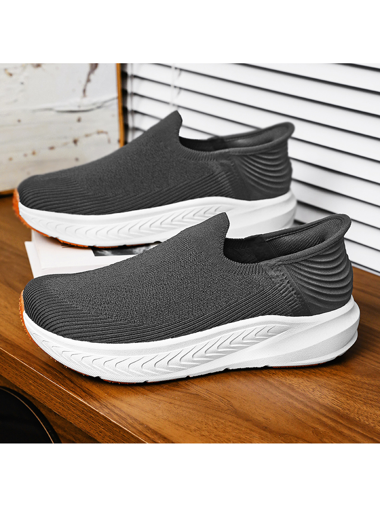 Charcoal Plain Lace Ups Sneakers