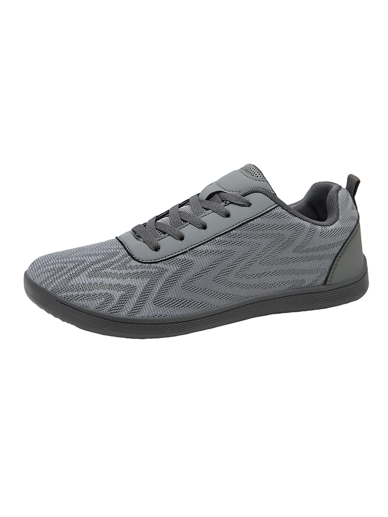Grey Plain Lace Ups Sneakers