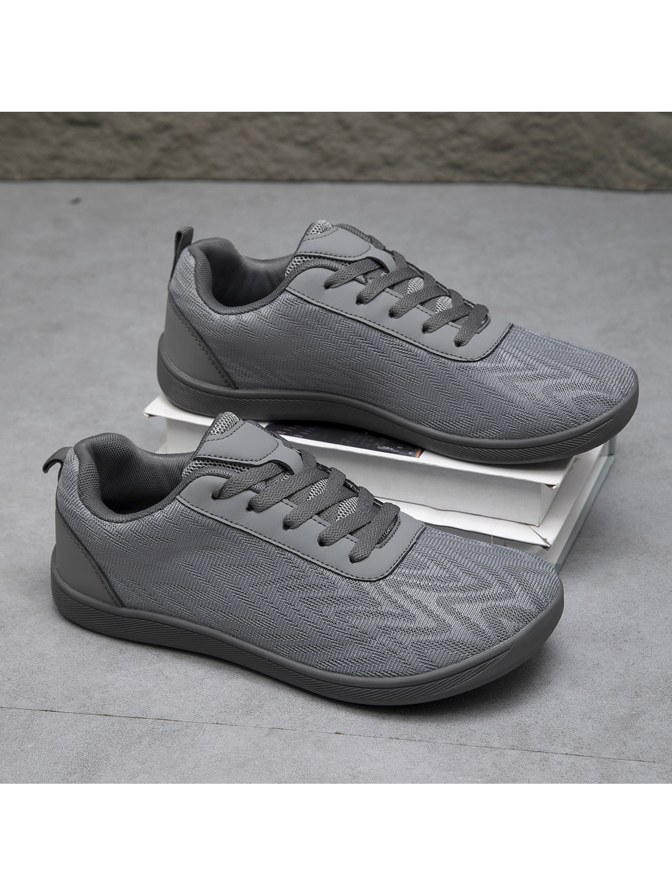 Grey Plain Lace Ups Sneakers