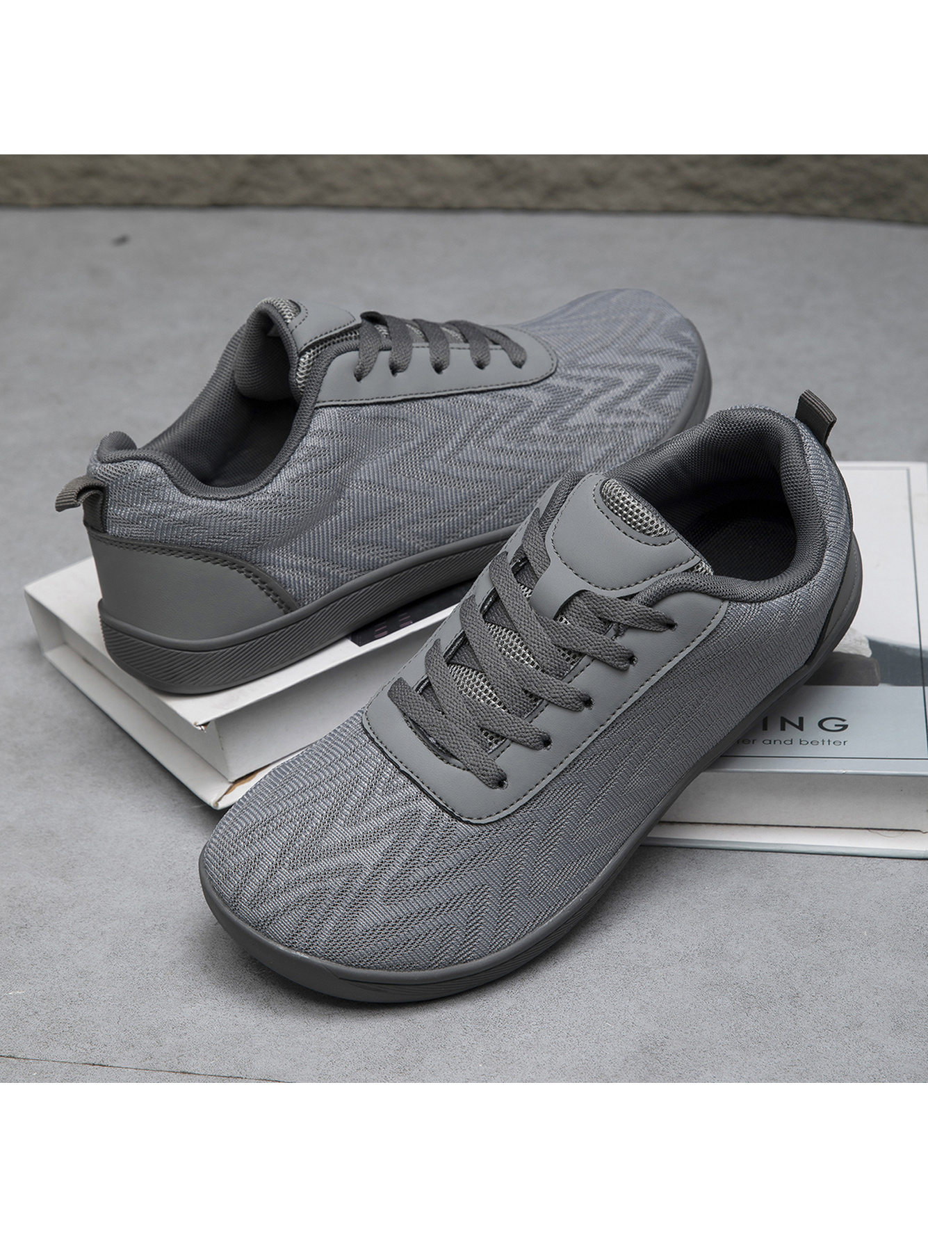Grey Plain Lace Ups Sneakers