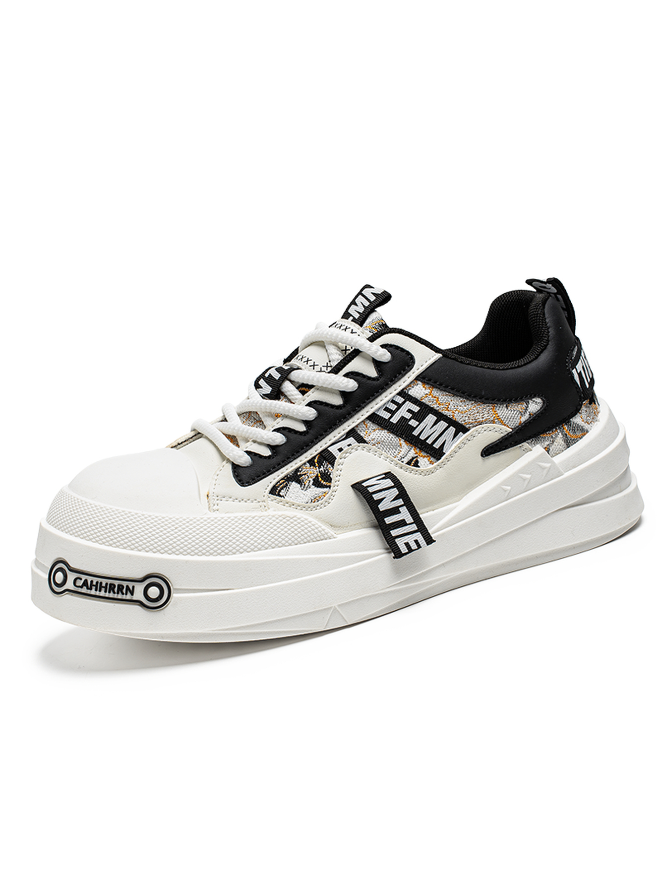 Mens Black and White Urban Casual Sneakers with Unique Print