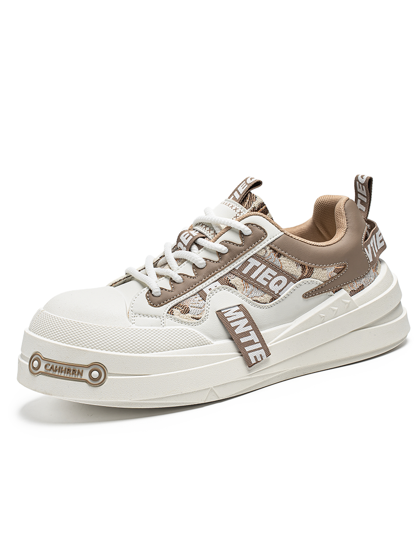 Beige Plain Lace Ups Sneakers
