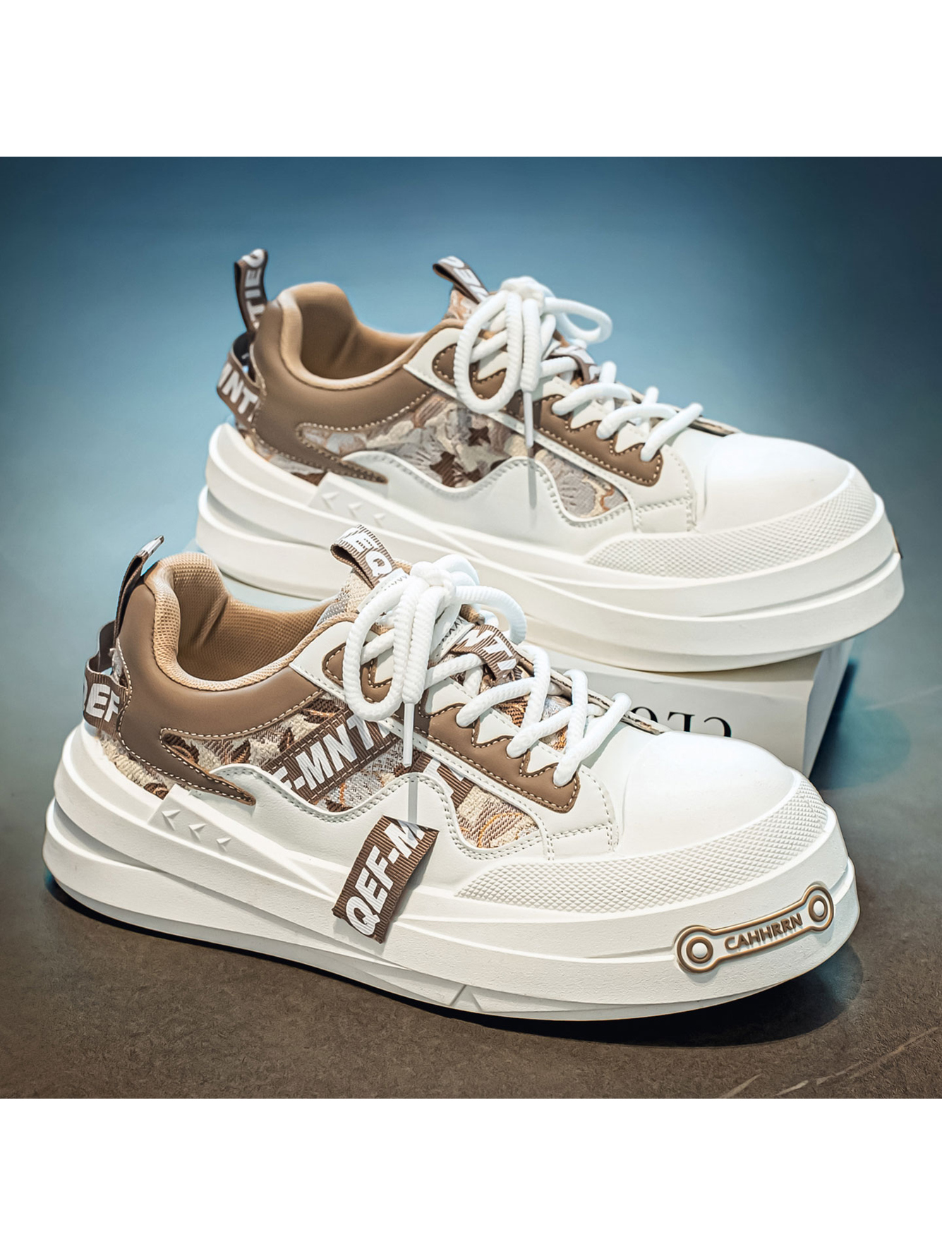 Beige Plain Lace Ups Sneakers