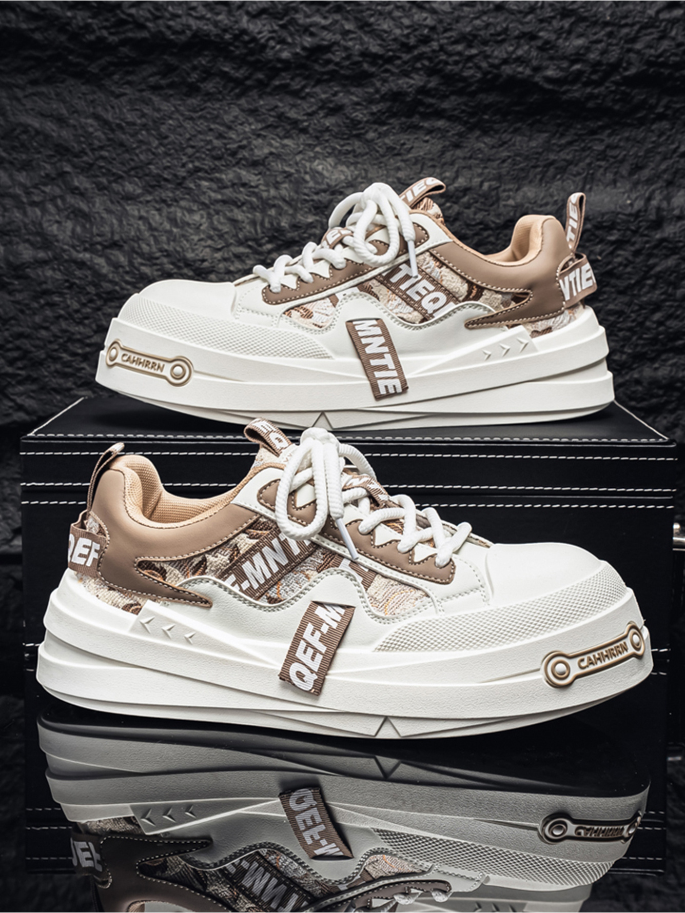 Beige Plain Lace Ups Sneakers