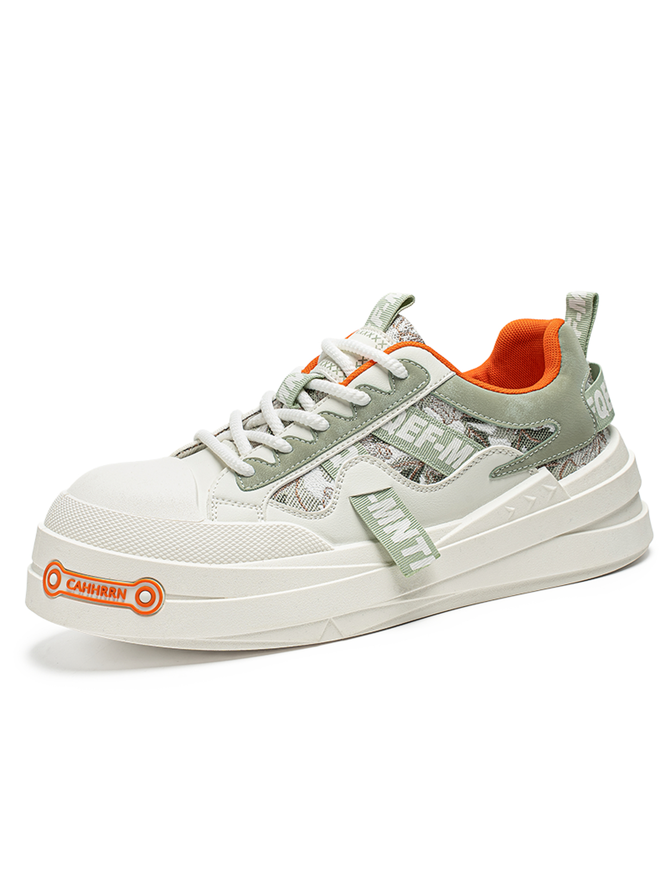 Mens Casual Sneakers with Orange Accents - Comfortable and Stylish