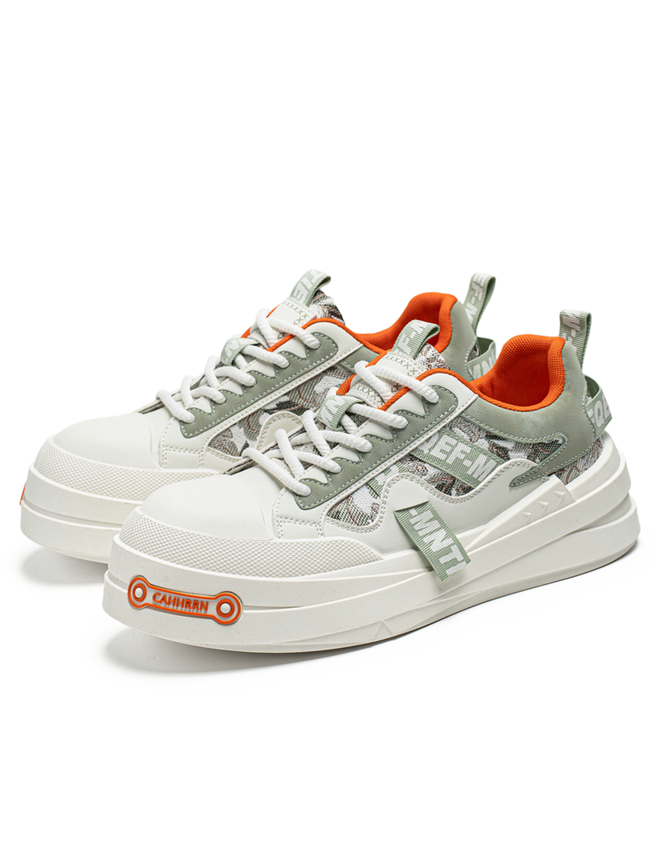 Mens Casual Sneakers with Orange Accents - Comfortable and Stylish