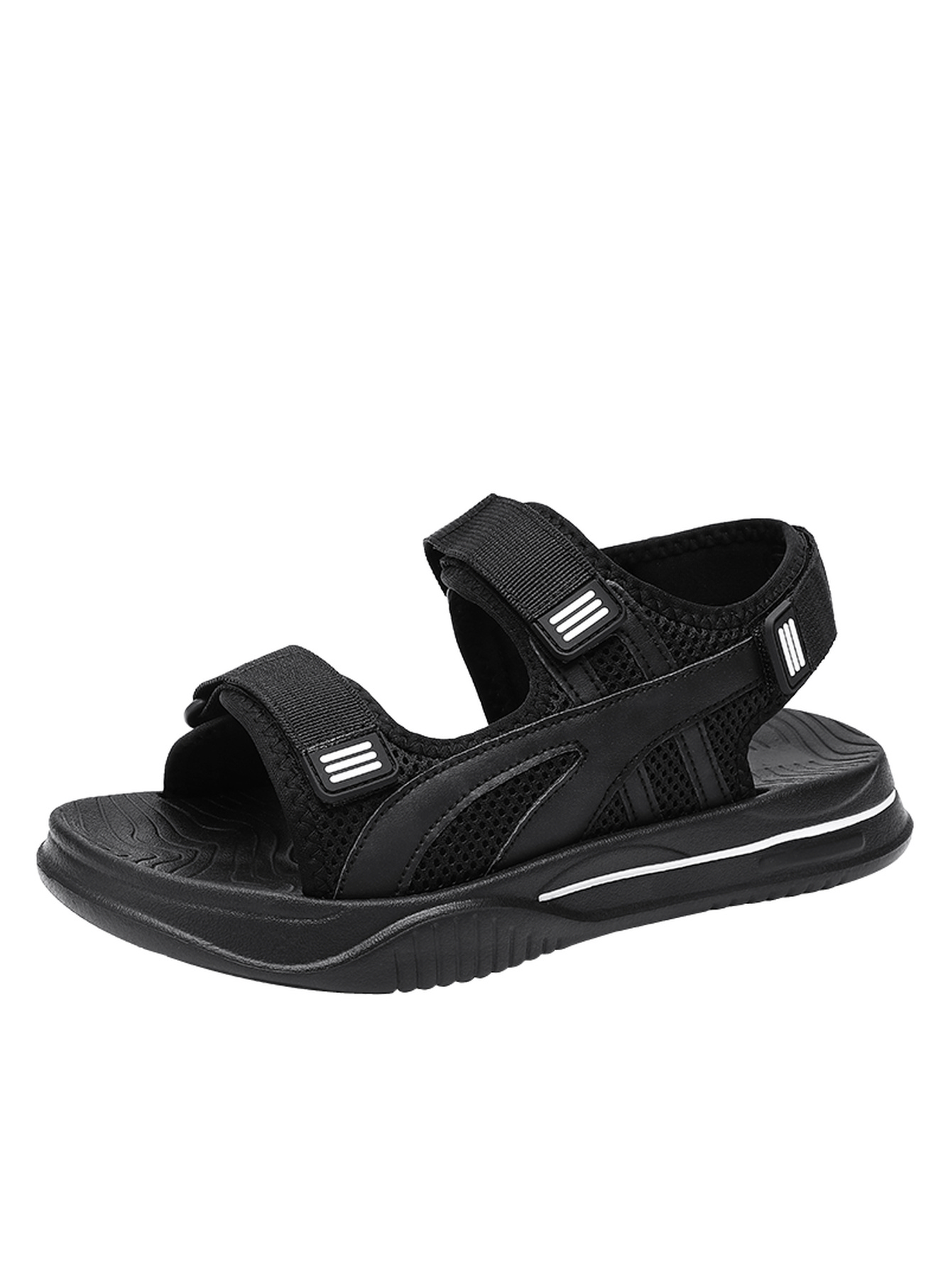 Black Plain Velcro Sandals