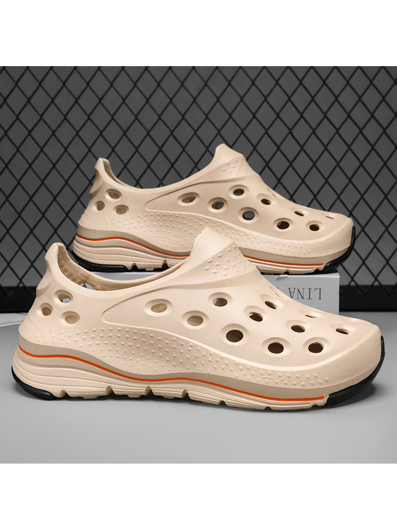 Beige Plain Slip On Sandals