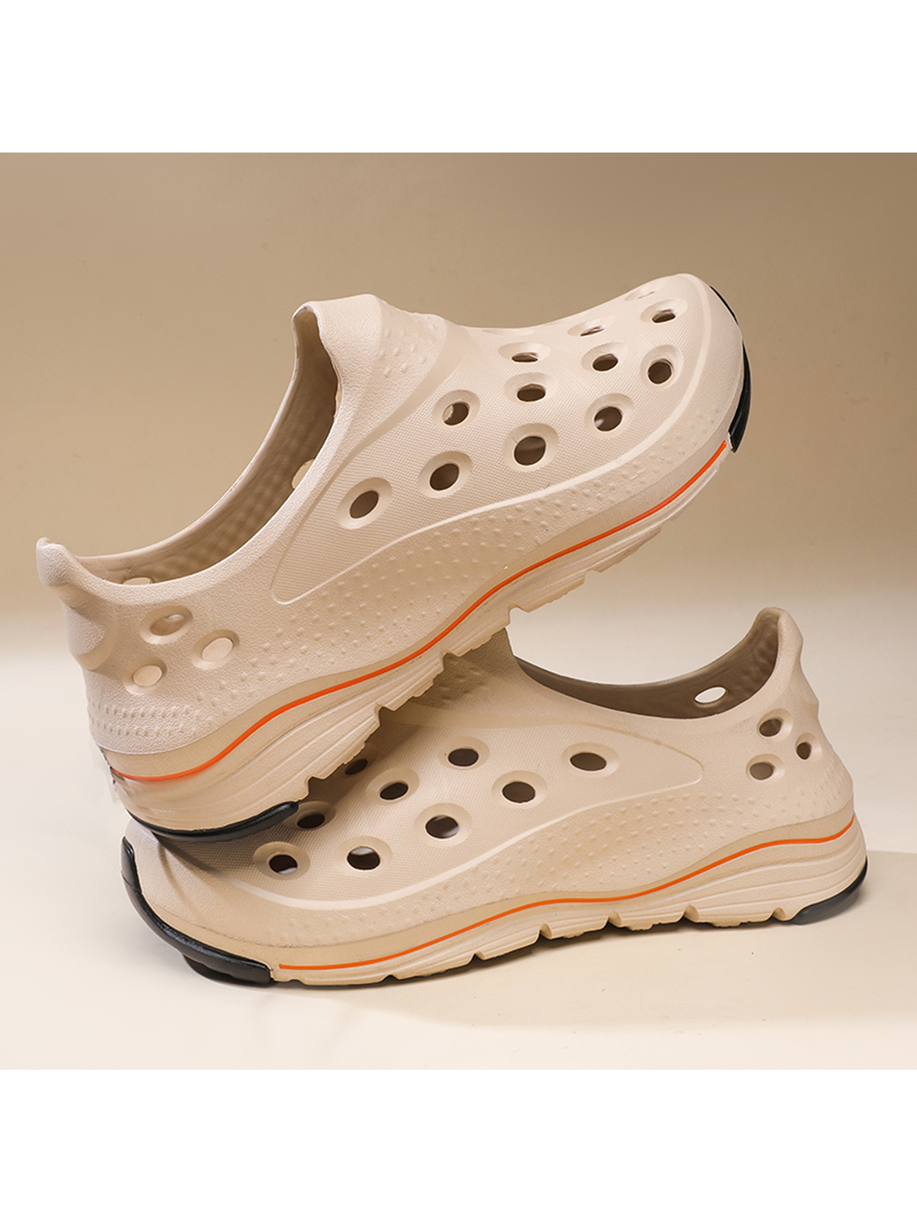 Beige Plain Slip On Sandals