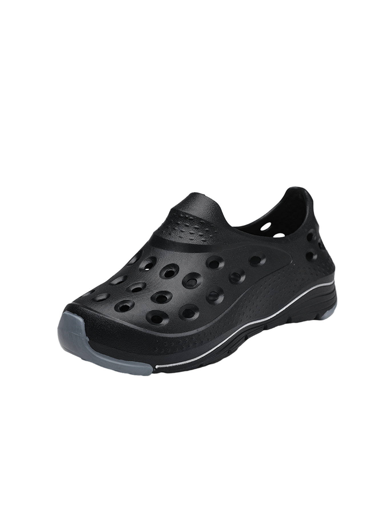 Black Plain Slip On Sandals