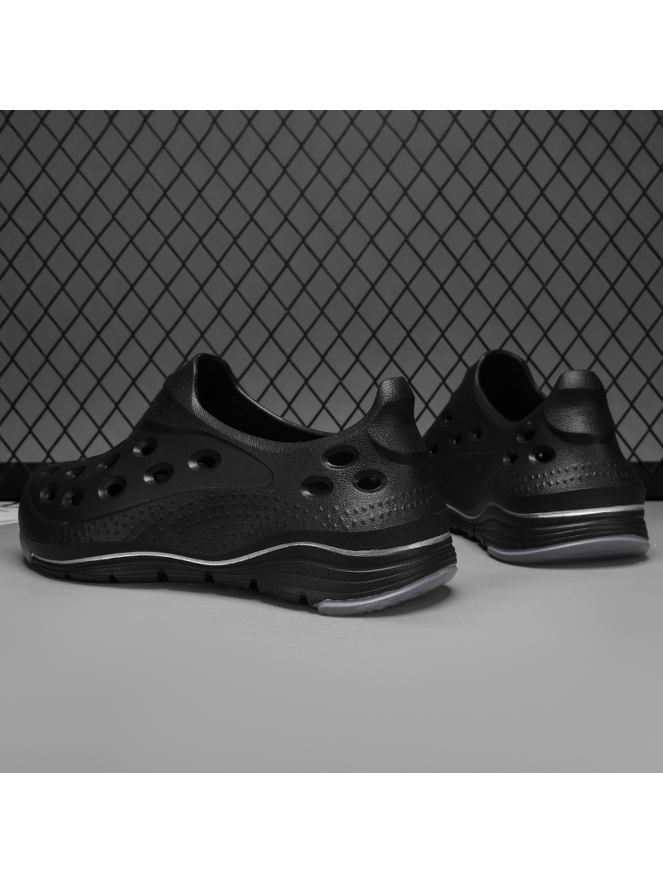 Black Plain Slip On Sandals