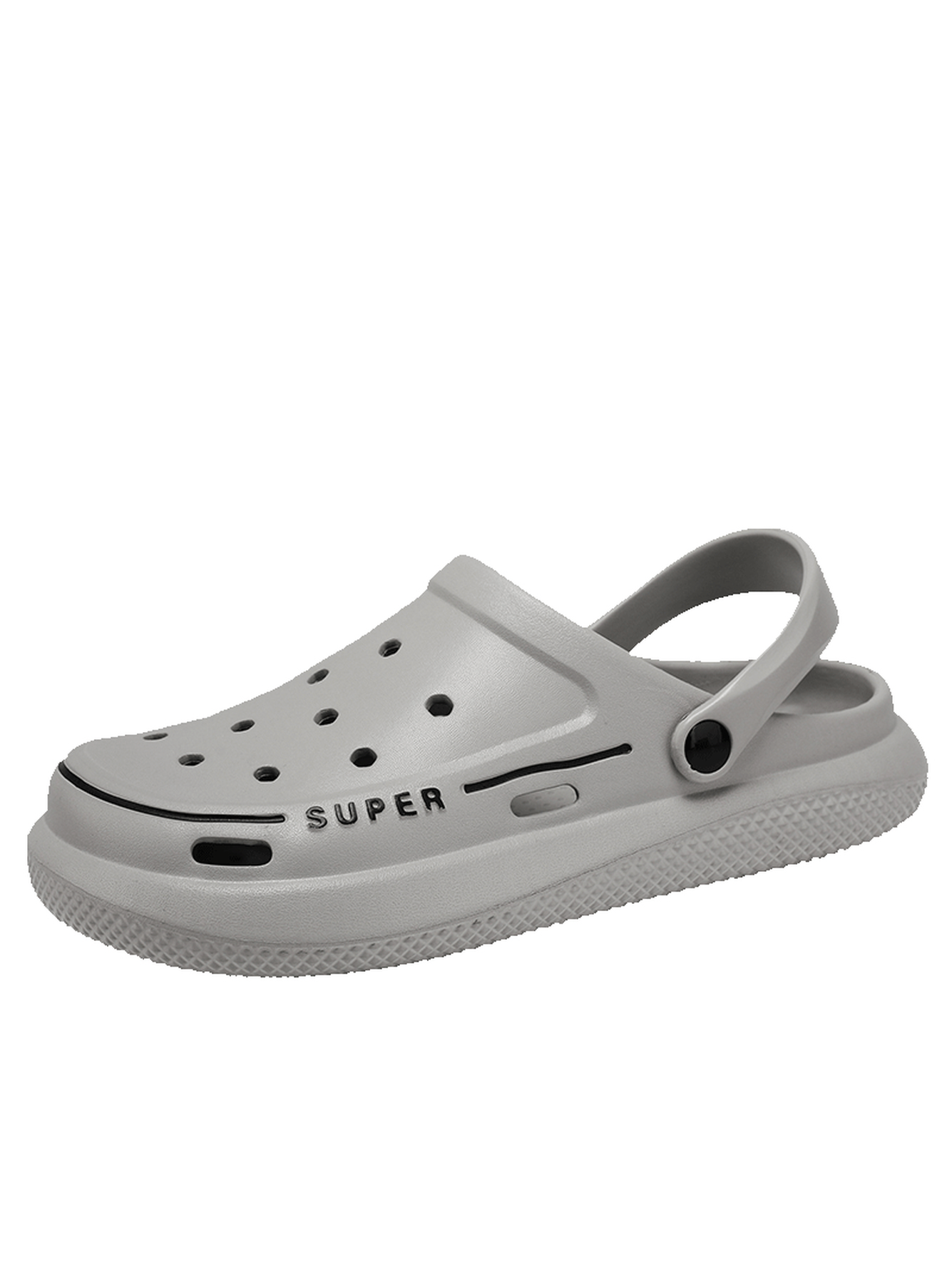 Grey Plain Slip On Clogs