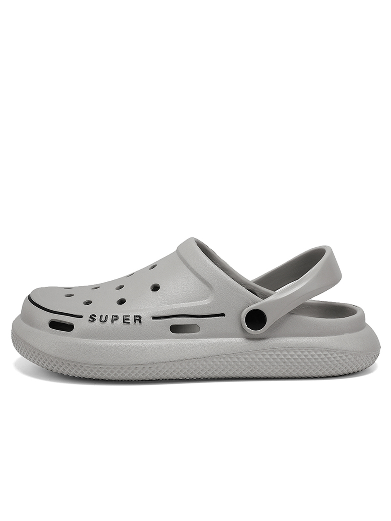 Grey Plain Slip On Clogs