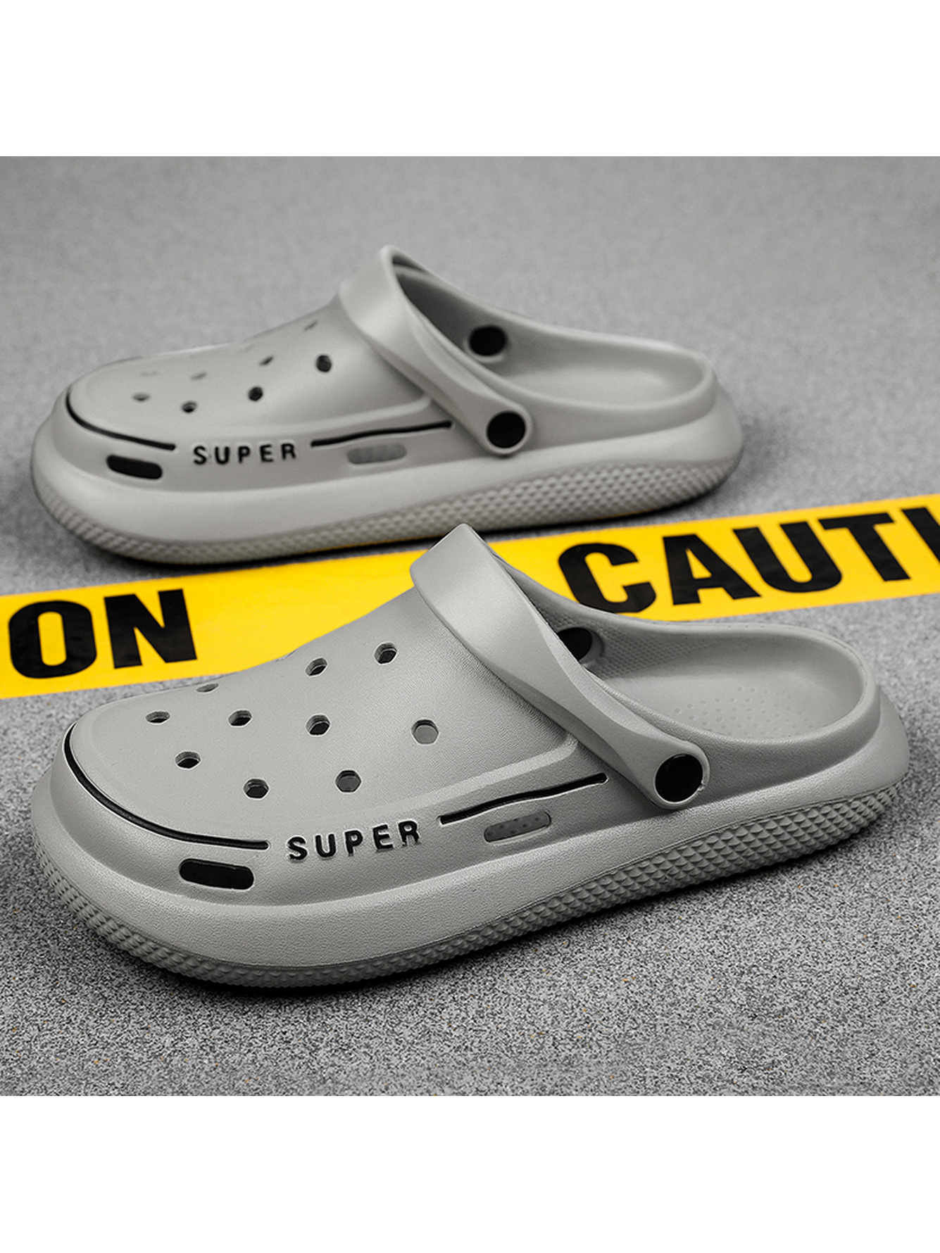 Grey Plain Slip On Clogs