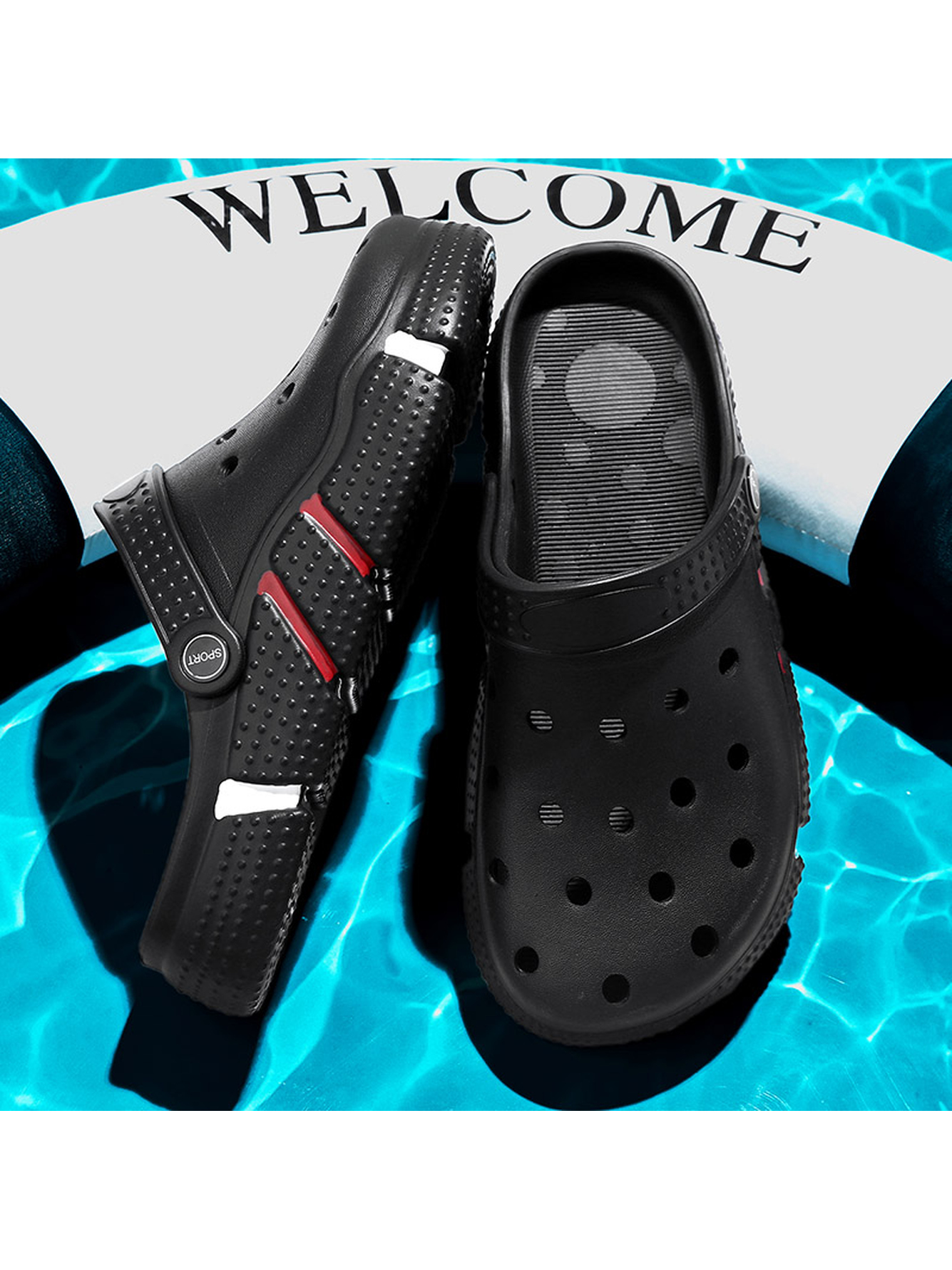 Black Plain Slip On Clogs