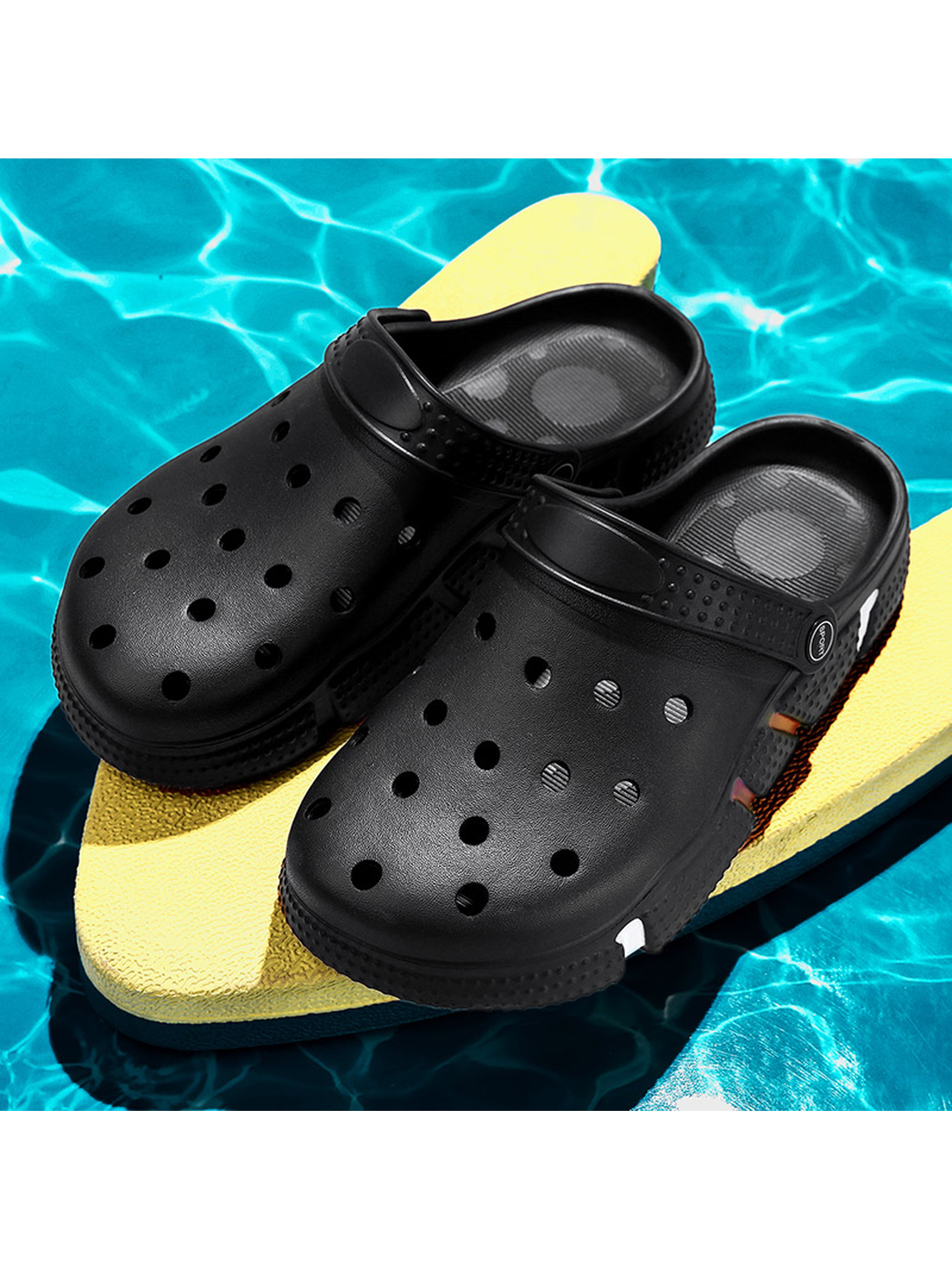 Black Plain Slip On Clogs