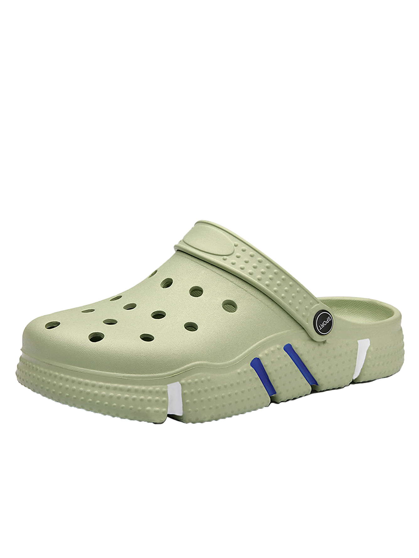 Green Plain Slip On Slides