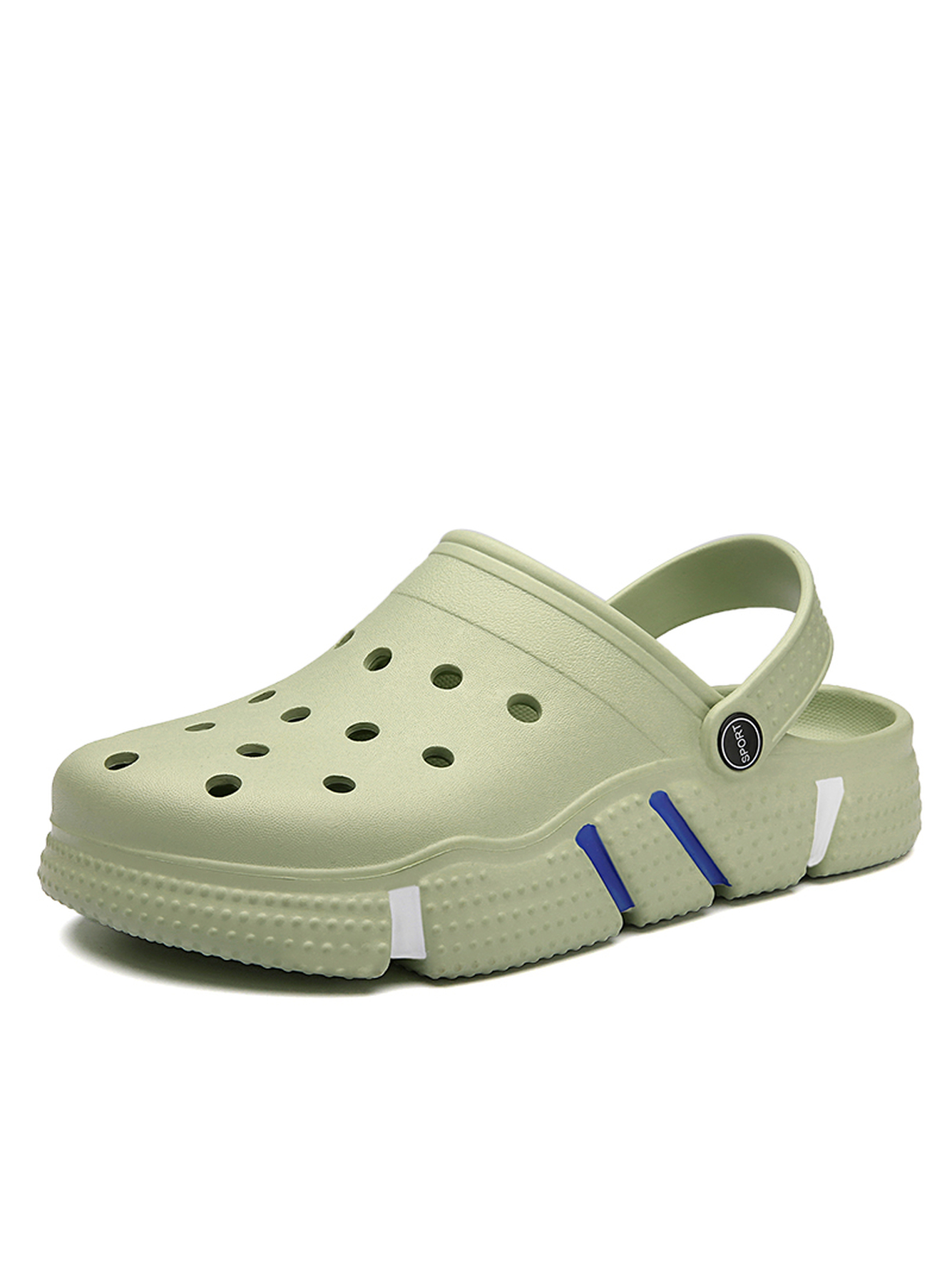 Green Plain Slip On Slides